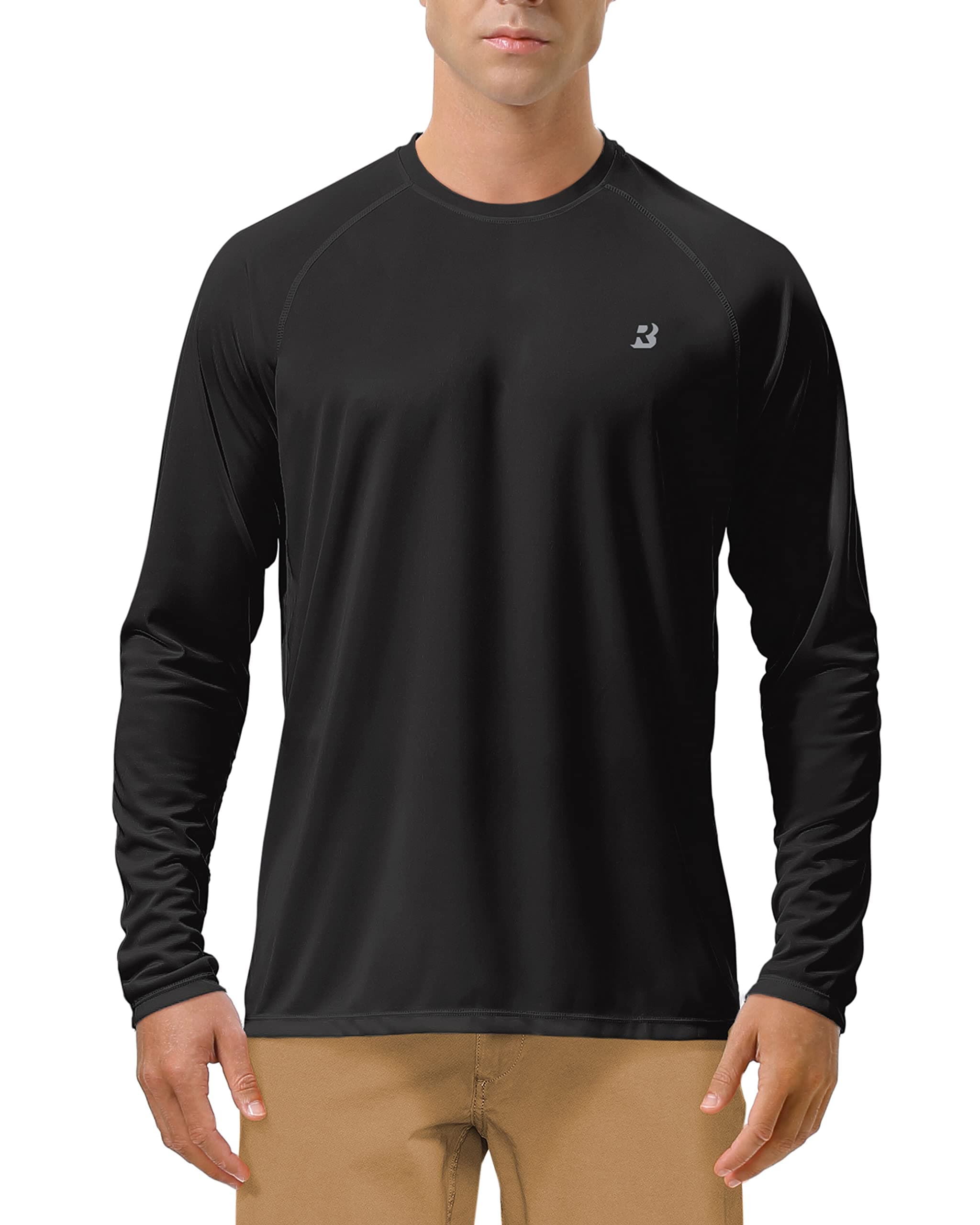 Mens UPF 50+ UV Sun Protection Shirts Outdoor Long Sleeve SPF Rash Guard for Fishing Hiking Swimming Running