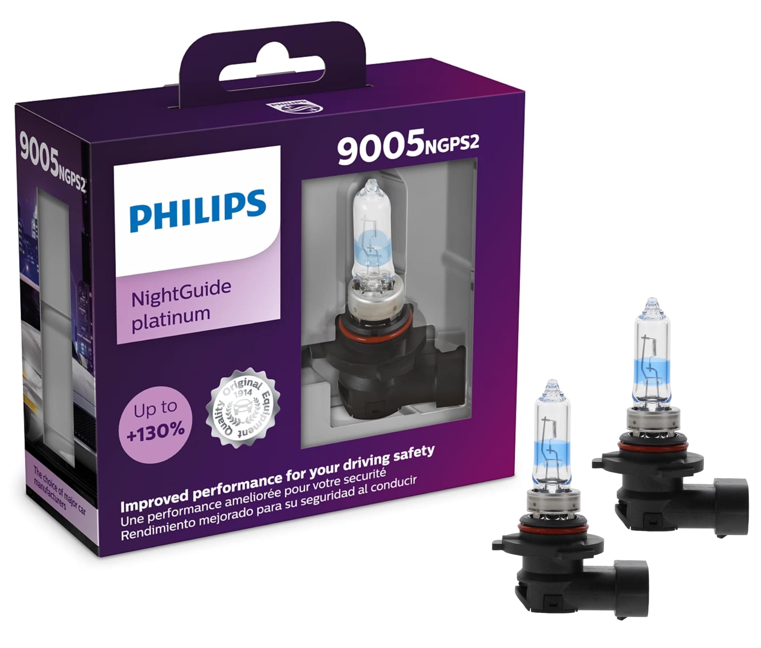 Philips automotive lighting 9005 NightGuide Platinum Upgrade Headlight Bulb, Pack of 2