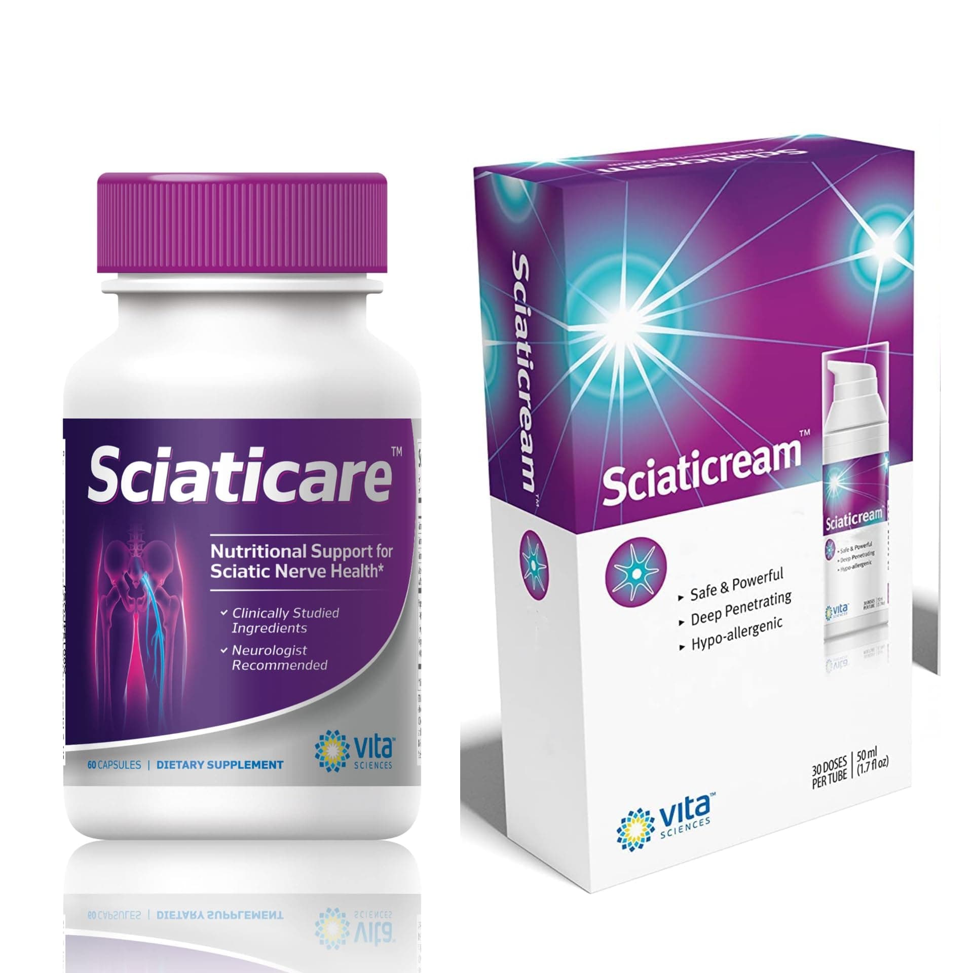 Ultimate Sciatic Nerve Support Bundle Sciatica Nerve Soothing Supplement and Sciatica Cream