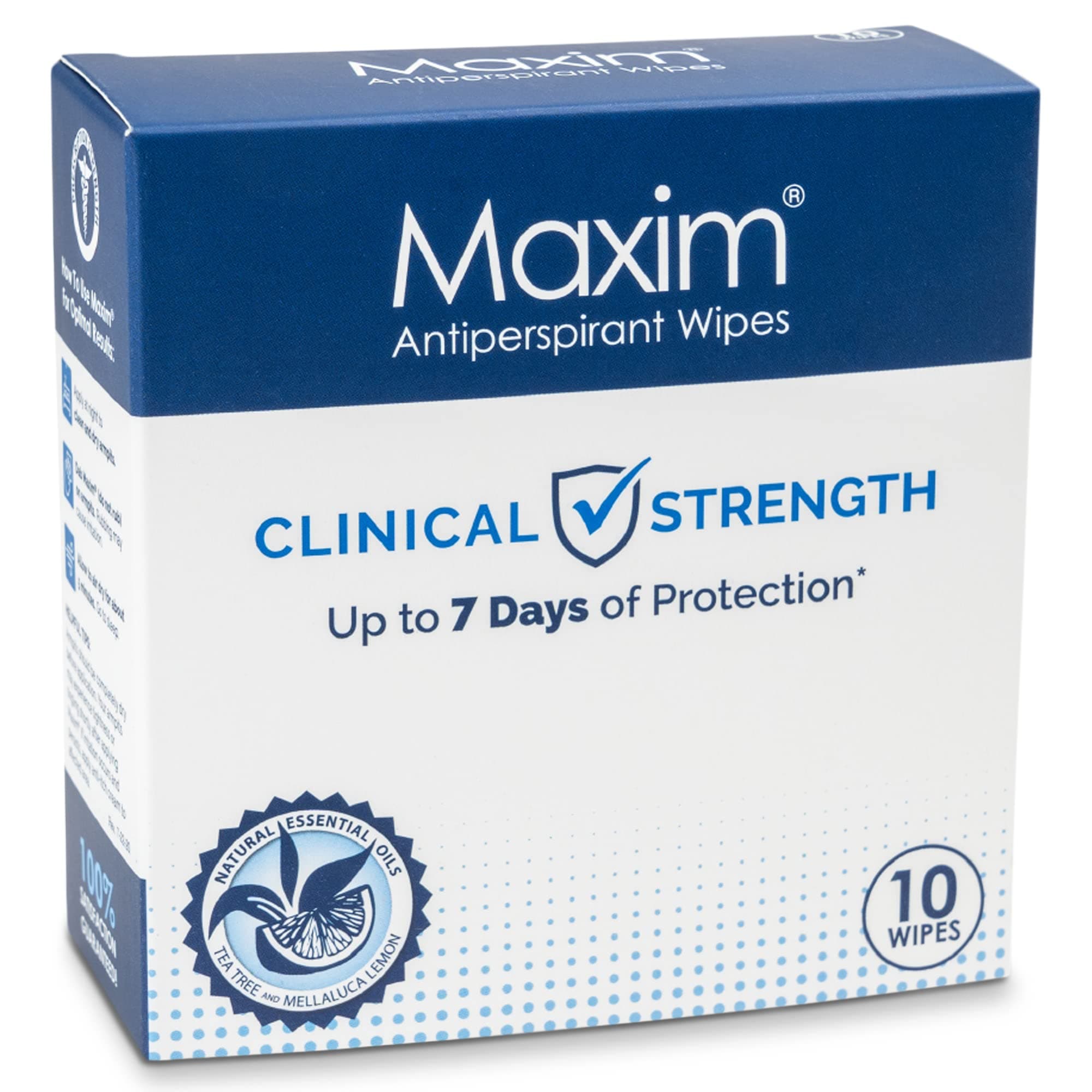 Maxim® Clinical Strength Antiperspirant Wipes for hyperhidrosis Excessive Sweating – Reduces Sweat – Antiperspirant for Men and Women Certain to Keep you Dri. 10 wipes