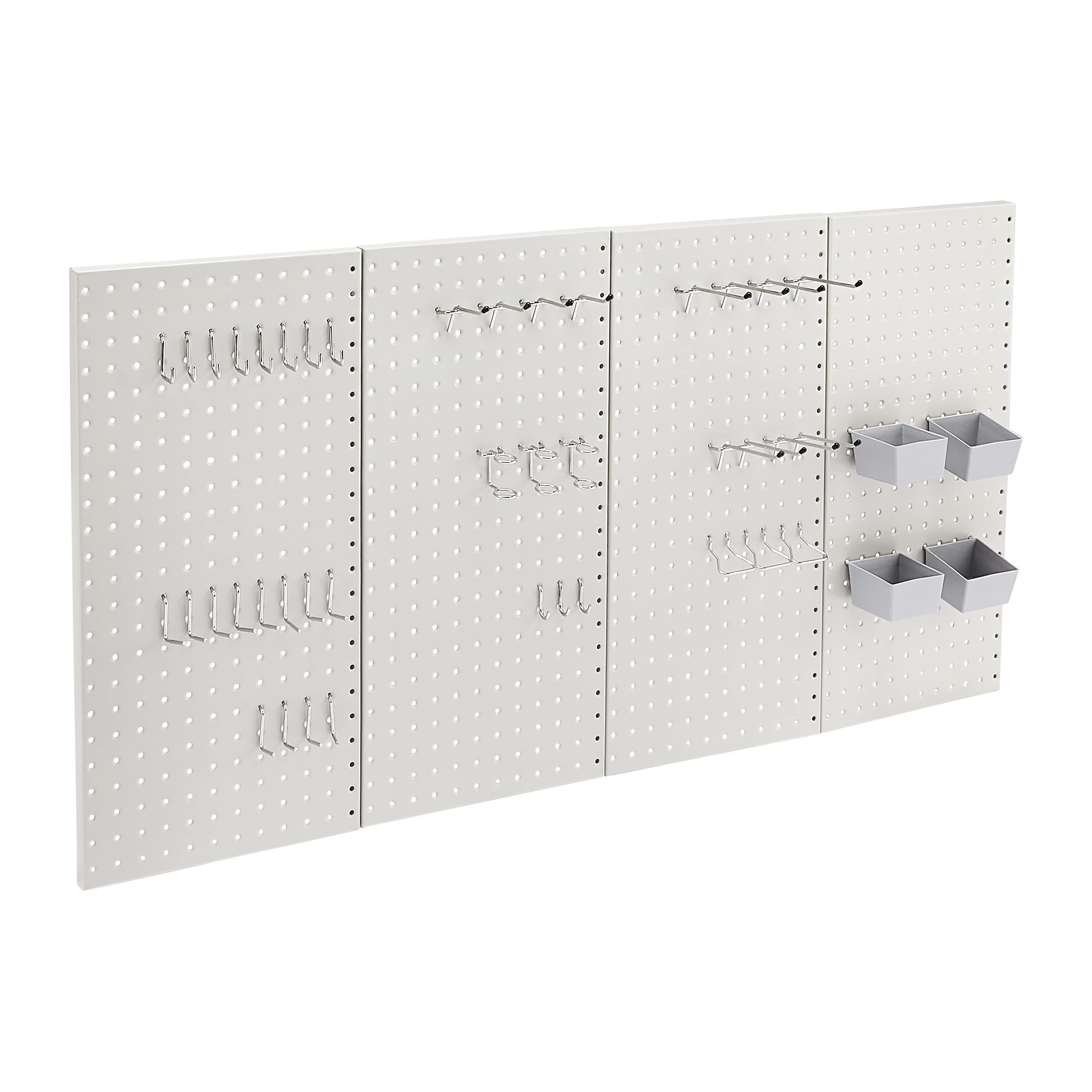 Amazon Basics Rectangular Metal Pegboard Kit – 48 Pieces, Gray