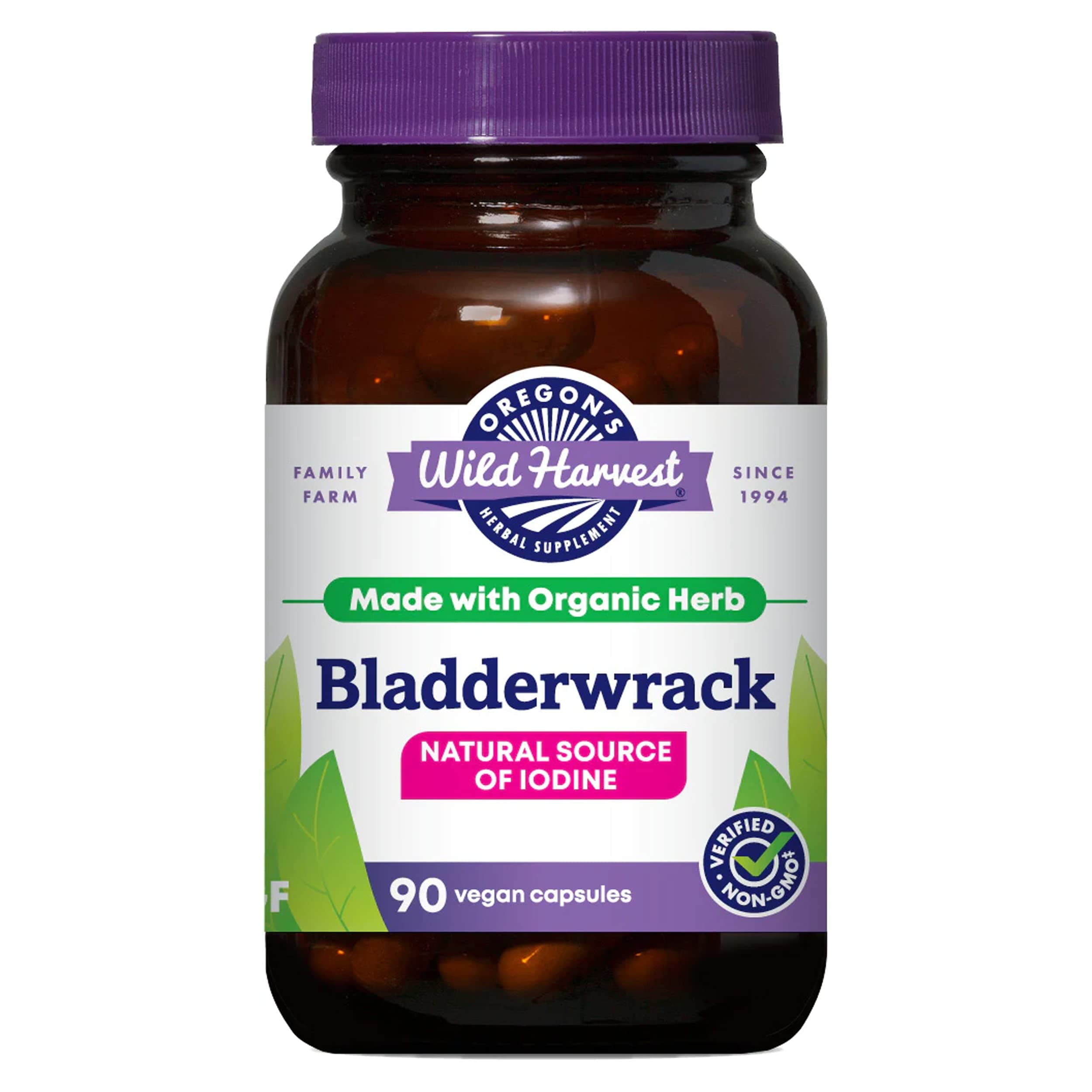 Bladderwrack Organic Non-GMO pullulan (Plant sourced) Vegan Capsules, 90 Count