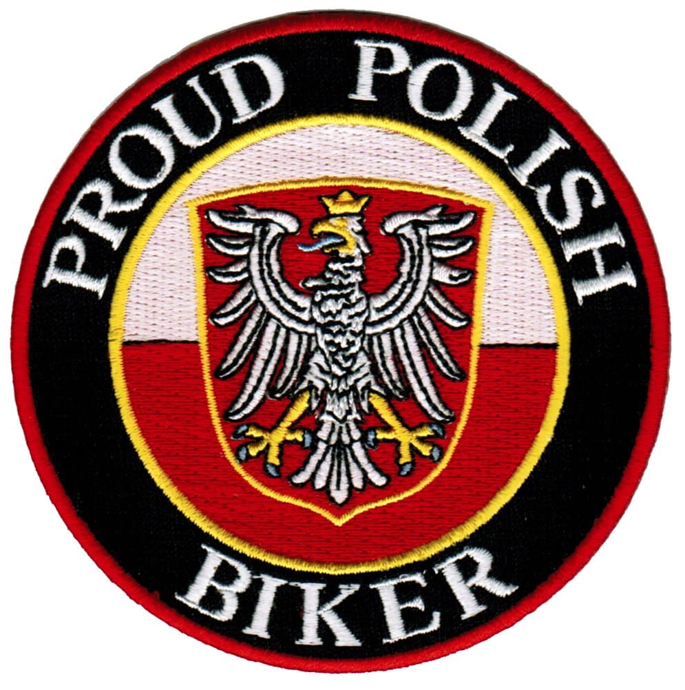Proud Polish Biker Embroidered Patch Poland Flag Iron-On Motorcycle Emblem