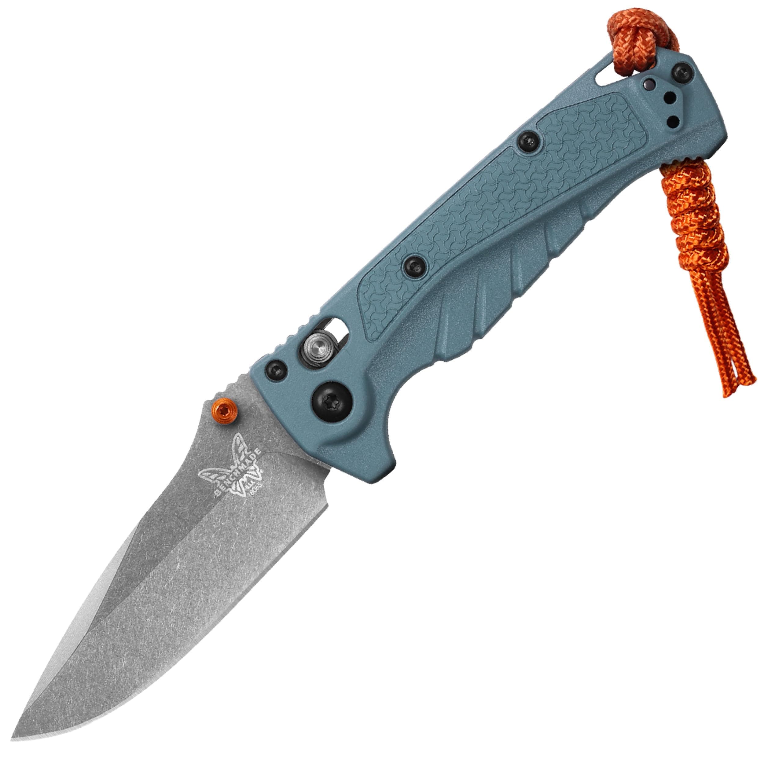 Mini Adira Outdoor, Water, Fishing Knife, Plain Edge Drop-Point Blade with Depth Blue Grivory Handle (18065)