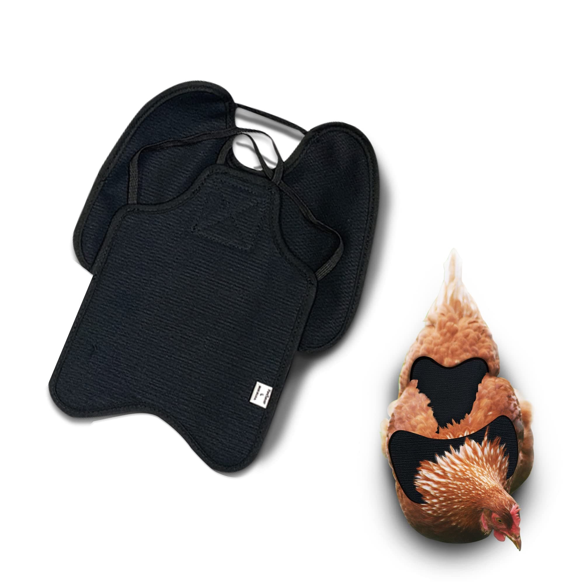 Hen Saver Hen Apron/Saddle, Double Strap, Fixed Shoulder Protector, Large, Black