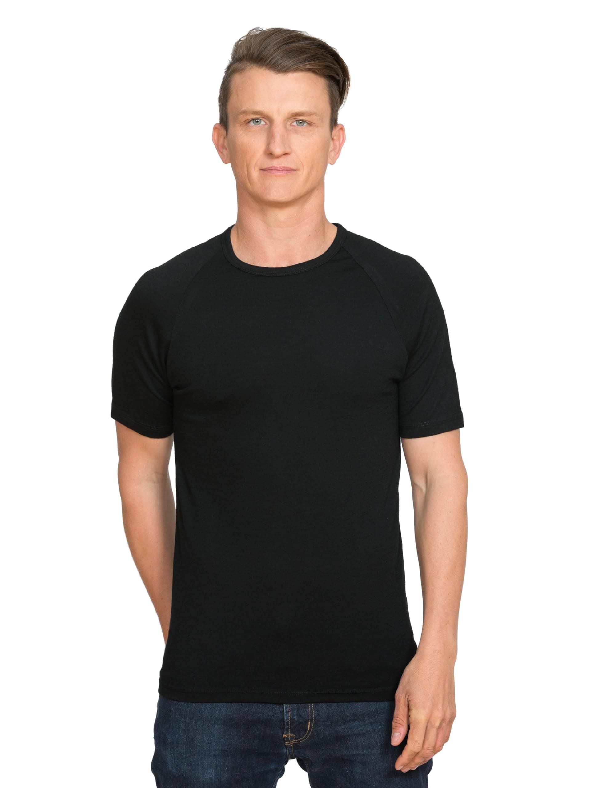 Brass MonkeysMerino T Shirt - Black | 100% Merino Wool Base Layer | New Zealand Made | Warm & Soft Thermal Top | Perfect for Outdoor Sports & Leisure Wear