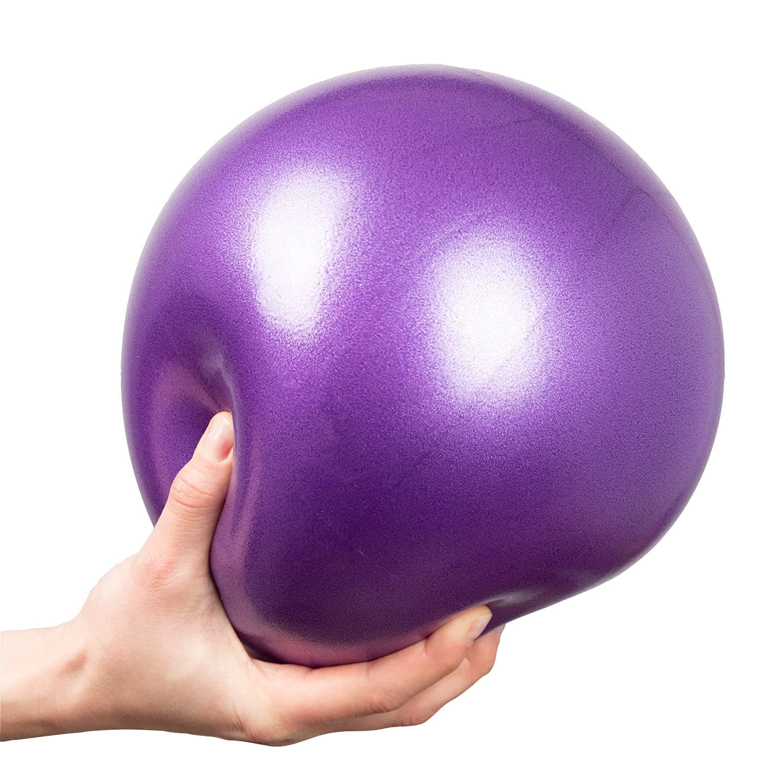 Mini Exercise 9Inch/23Cm Small Yoga Soft Pilate Ball Home Training Abdominal Workouts, Anti-Burst & Slip,with Inflatable Straw for Therapy,Barre, Core Training, Purple Color
