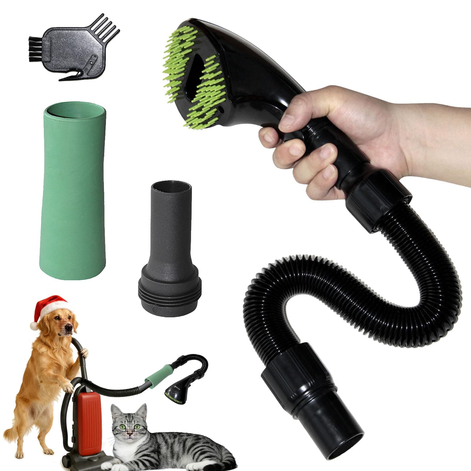 Gforest Pet Vacuum Grooming Comb Brush Hair Remover Shedding Deshedding Attachment Tool Kit for Dogs and Cats (black)