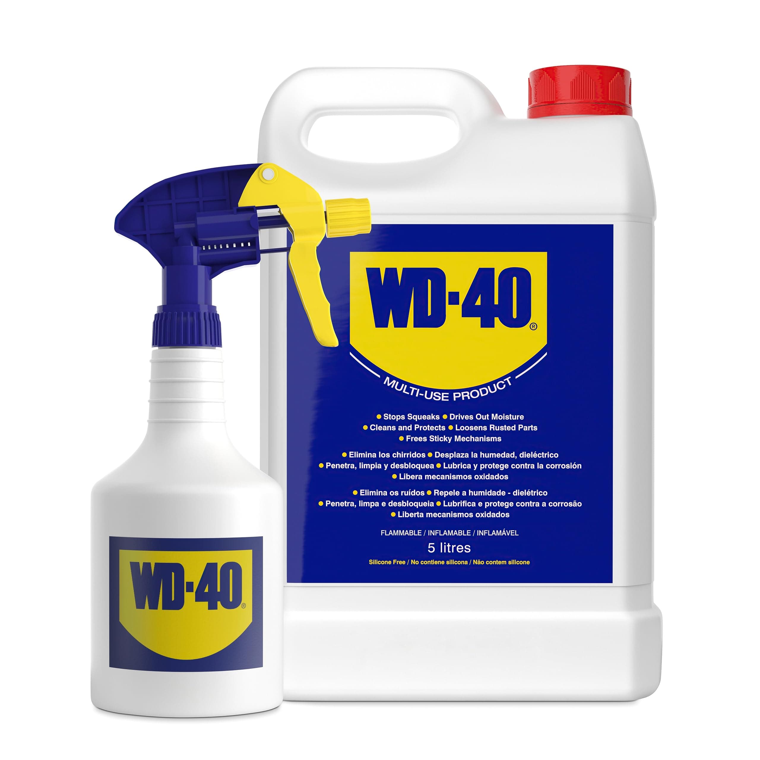 WD-40 Multi Use Bulk Lubricant 5L with Spray Applicator, Multipurpose WD40 Lubricant Spray for Maintenance, Water Displacement, and Rust Protection for Workshop and Industrial Use
