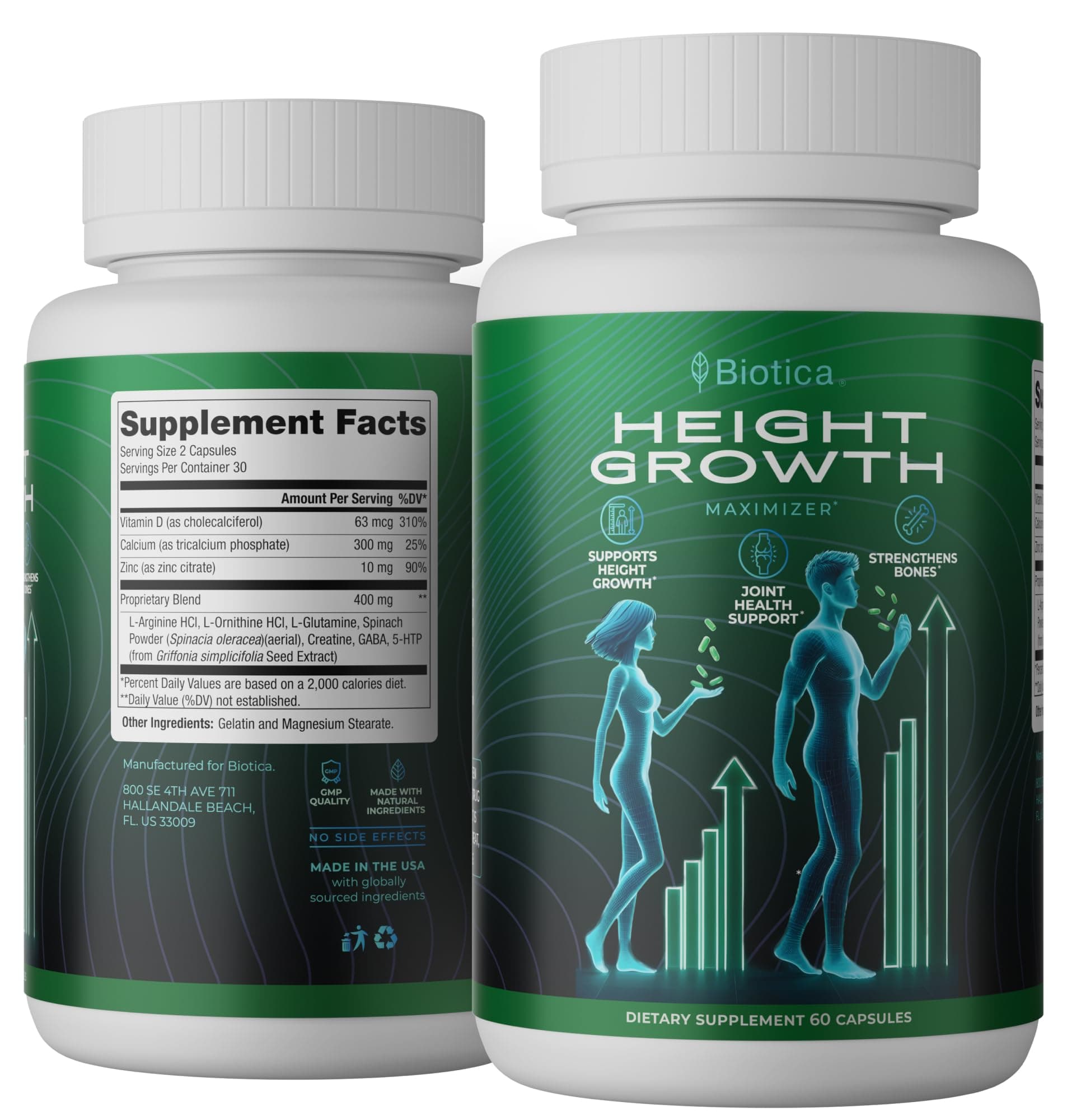 Height Growth Pills - Natural Hеight Growth Maximizer - Bone Up Calcium Supplement - Growth Factor Support, and Stature Development - Advanced Formula of Grow Pills