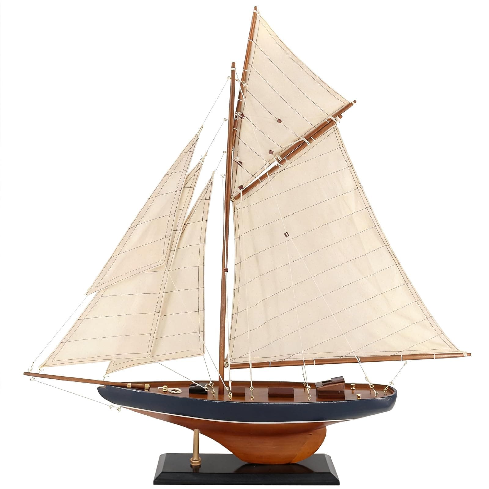 NAUTIMALL 25" Wooden Sailboat Model Columbia America's Cup Ship Nautical Yacht Vintage Rustic Home Decor (Vintage Blue)