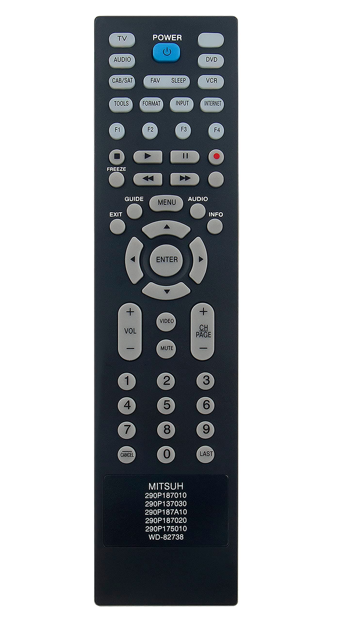New 290P187A10 290P187010 Replace Remote fit for Mitsubishi TV WD73C10 WD60638 WD65638 WD73638 WD65C10 WD60638CAWD65638CA WD60C10 WD-60638 WD-60638CA WD-60638 WD-60638CA WD-60C10 WD-65638 WD-65638CA