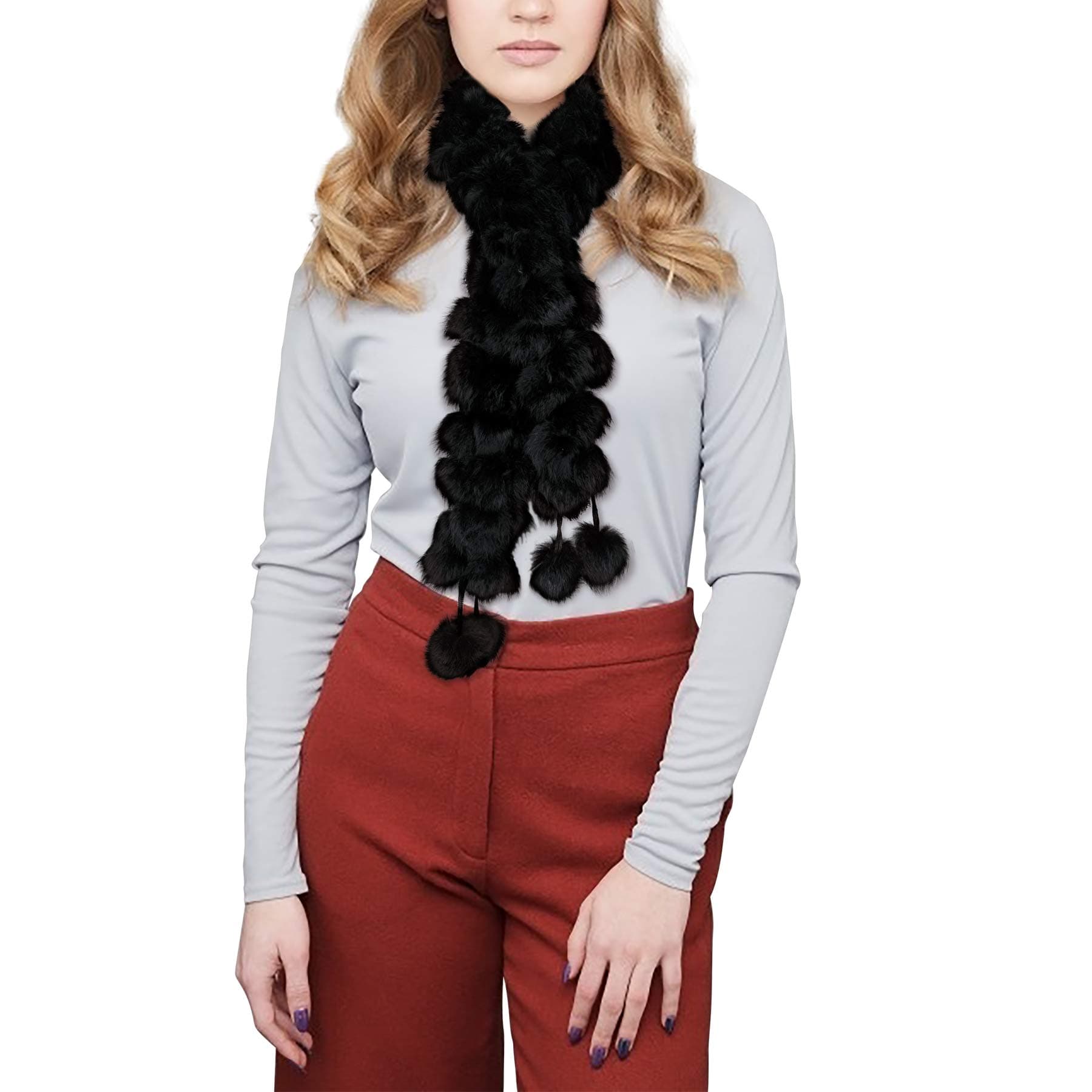 PG6Women Soft Comfortable Fur Scarves Rabbit Fur Neck Warmer Scarf for Winter