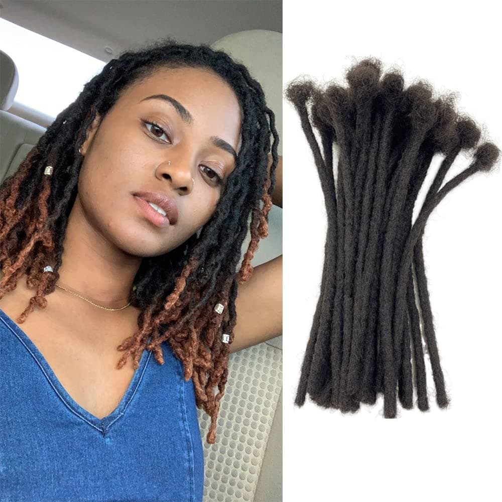 MIUULAAR12 Inch 10 Strands Loc Extension Human Hair 0.2cm Thickness Natural Black Full Handmade Permanent Locs Can Be Dyed and Bleached for Women Men Kids Dreadlock Extensions Real Human Hair