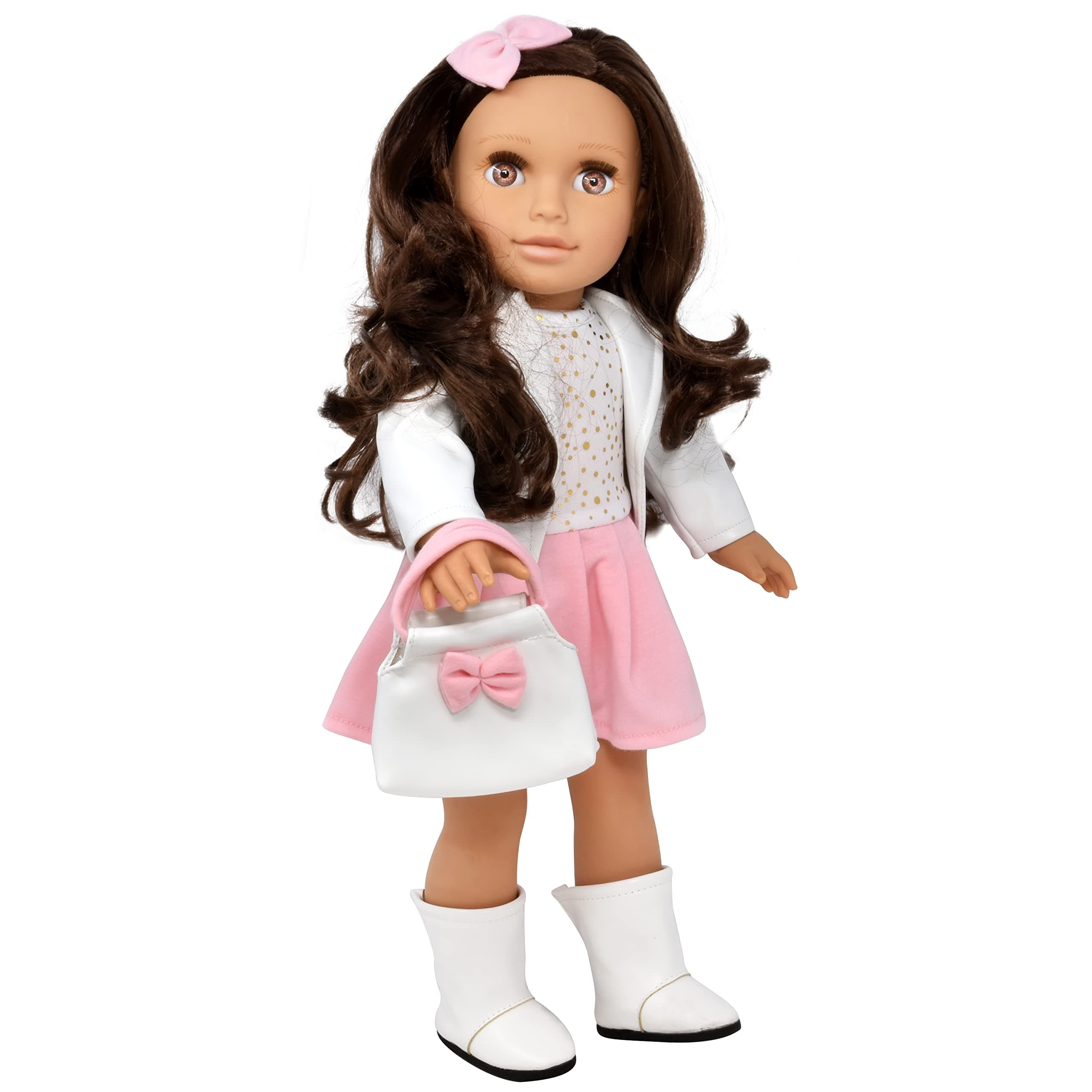18 Inch Girl Doll, Fashion Doll with Fine Brown Hair for Styling Clothes Shoes and Accessories Princess Doll for Girls and Kids