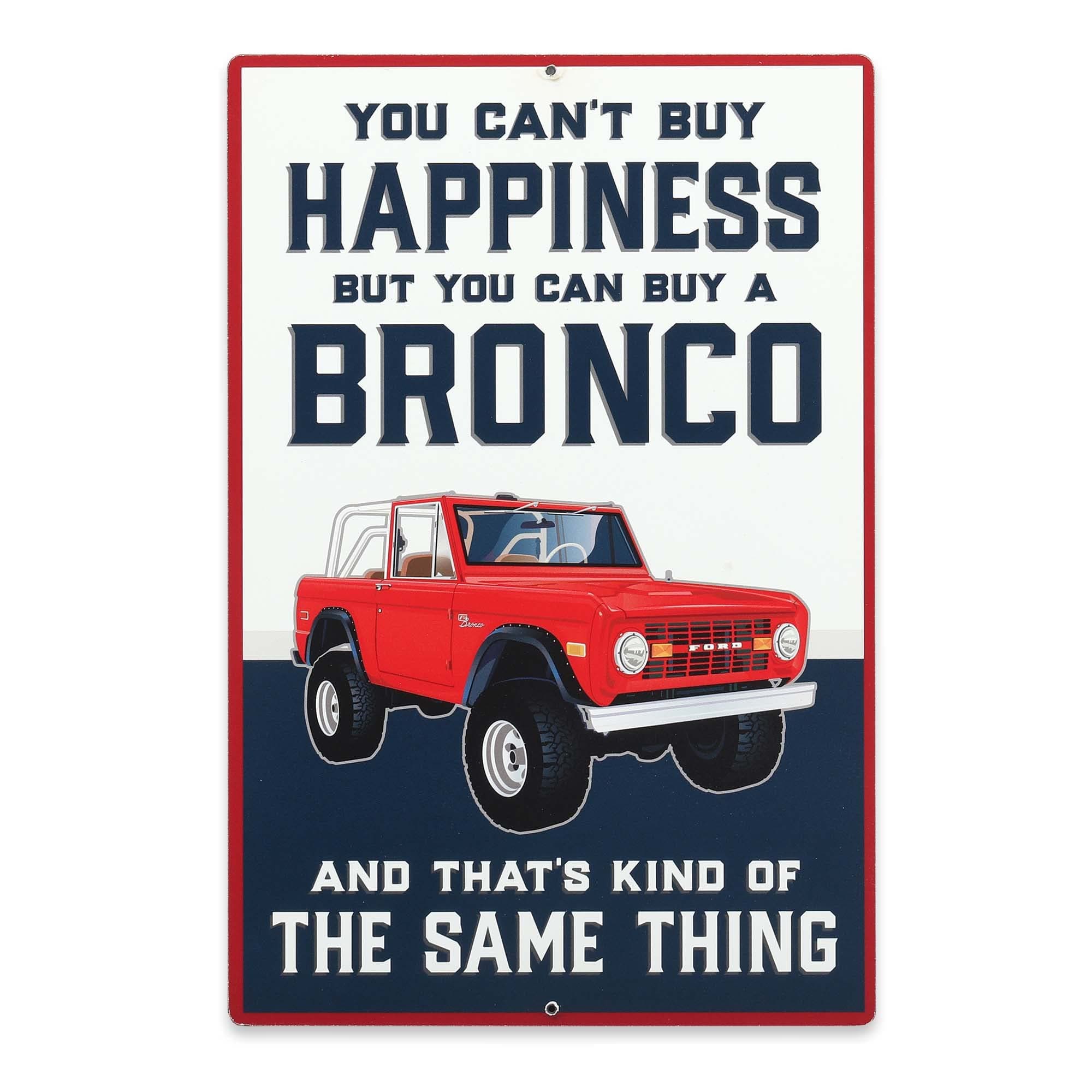 Ford Bronco Happiness Metal Wall Decor - Ford Bronco Wall Art for Garage, Man Cave or Shop