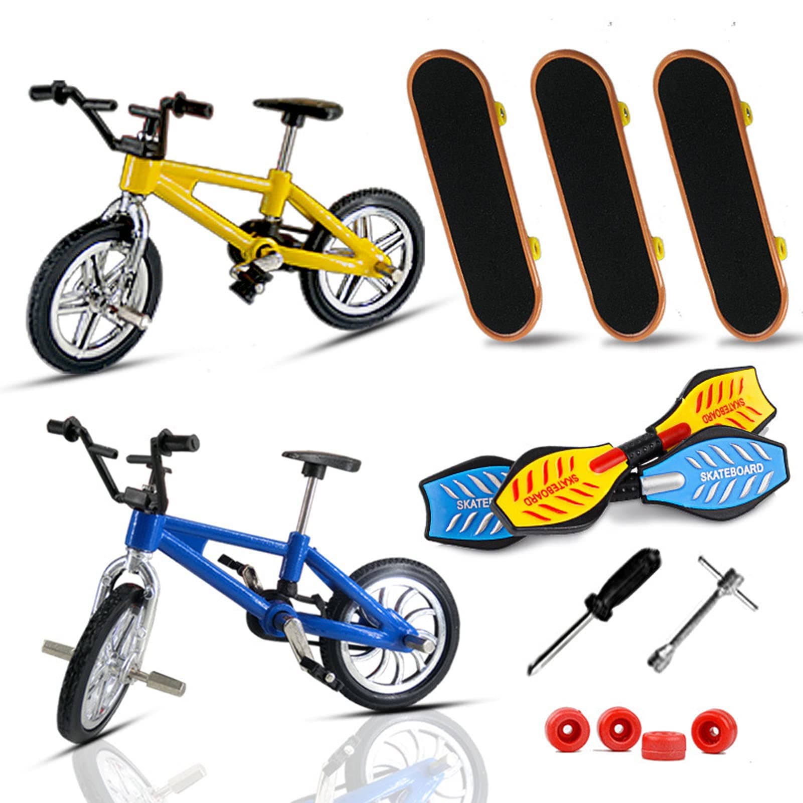 FESSKYMini Finger Skateboards Ramp Parts Kit, Mini Fingerboards Training Props with Metallic Stents