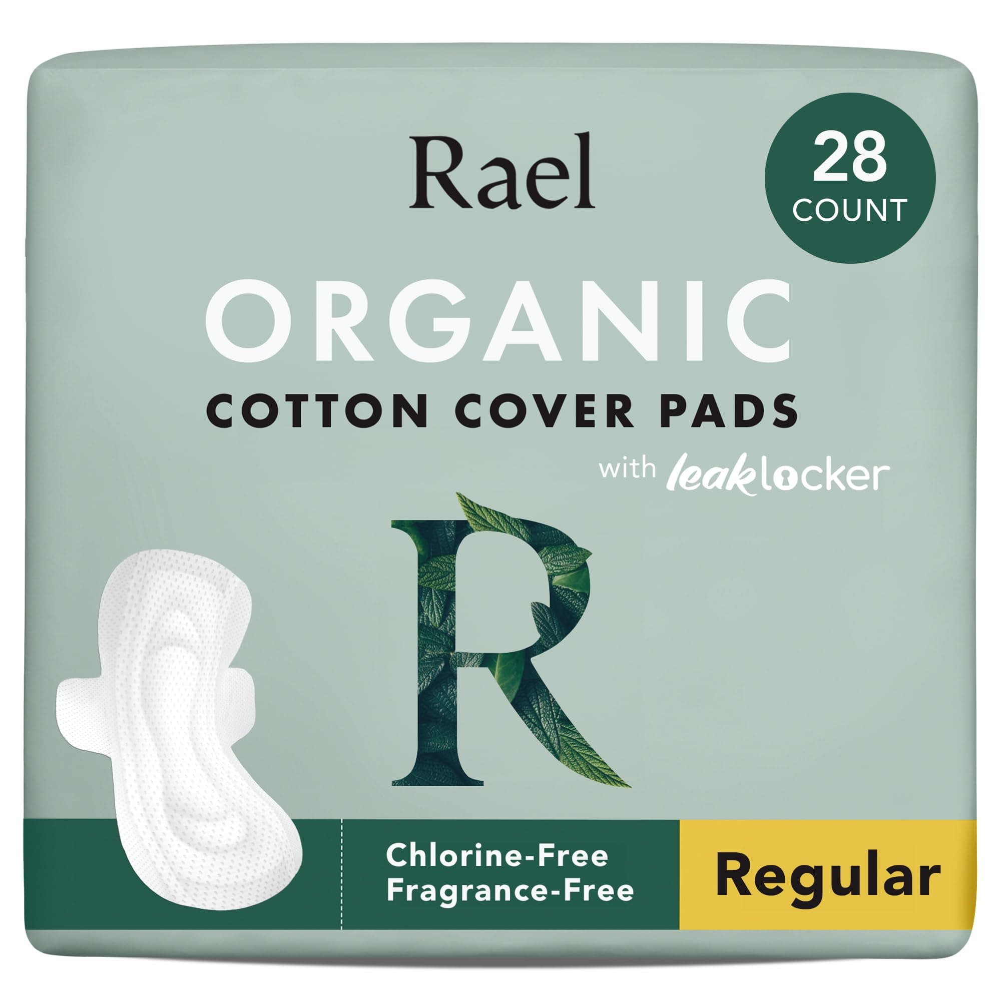 (2 Pack) - Rael 100% Organic Cotton Menstrual Regular Pads - Ultra Thin Natural Sanitary Napkins With Wings (2 Pack of 14 Pads)