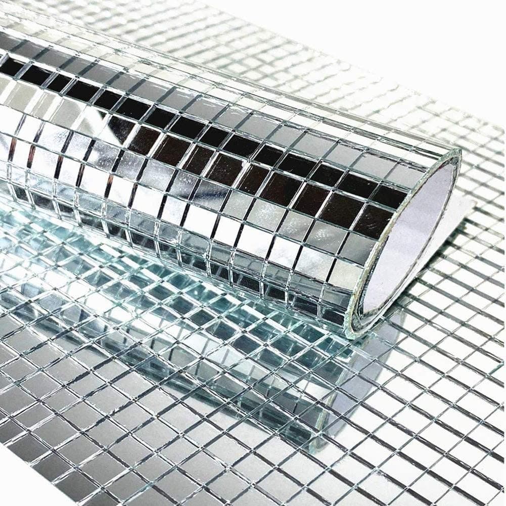 Self Adhesive Real Glass Silver Mirrors Mosaic Tiles Sticker for Craft Square Glass Tiles,2400pcsMirrors 5mm by 5mm