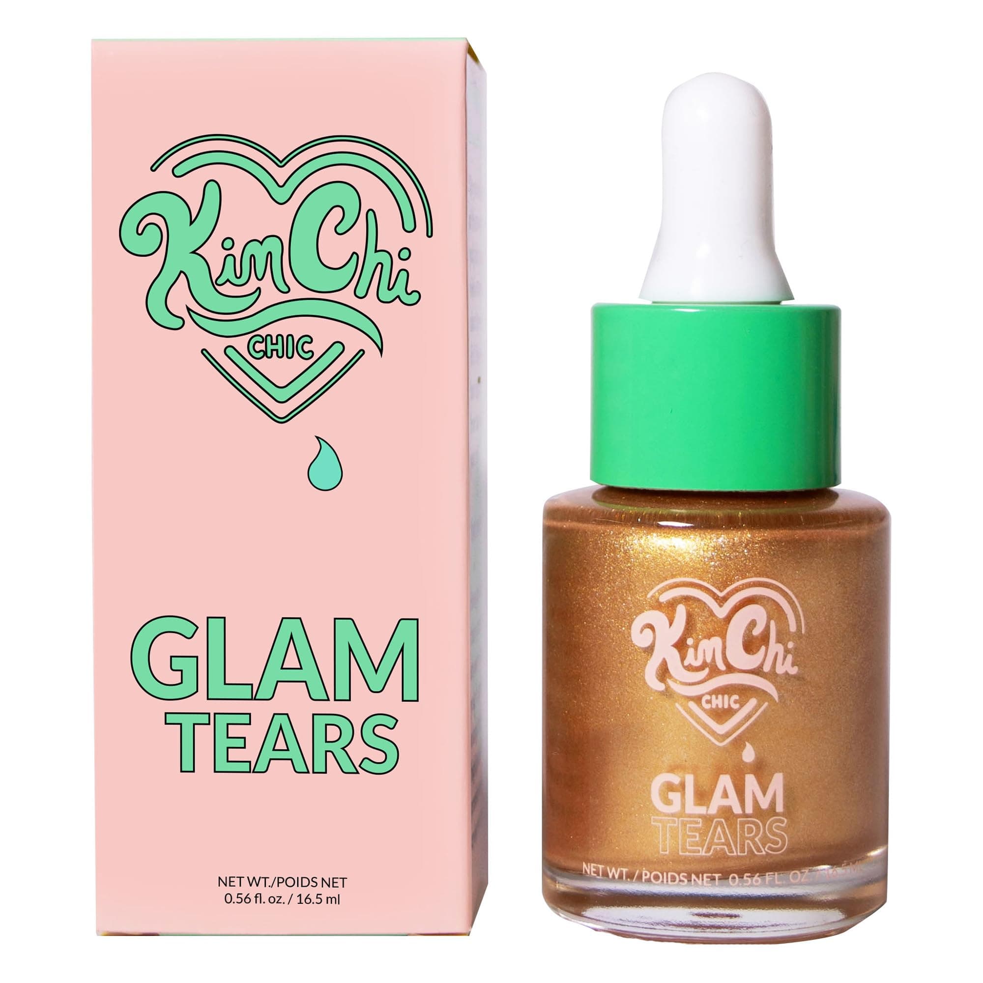 Kimchi ChicBeauty Glam Tears Liquid Highlighter, Cheek Shimmer and Body Glitter, Sun-Kissed and Glowing Skin, Luminous Finish, Vegan Makeup, Gold Highlighter, 0.56 fl oz