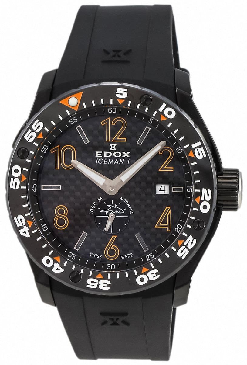 Limited Edition Edox Class-1 Iceman Automatic Black PVD Ceramic Mens Diver Watch 96001-37NO-NIO