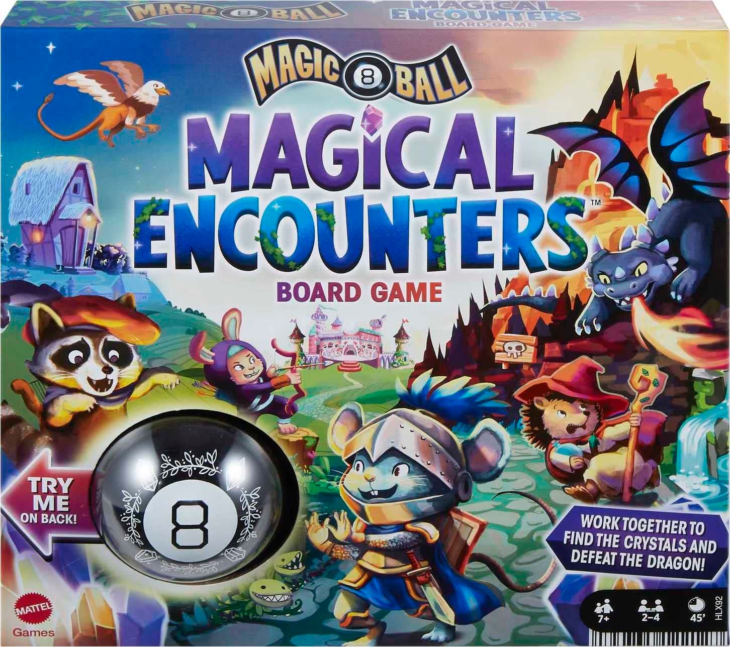 Mattel Games Magic 8 Ball Board Games, Magical Encounter Cooperative Board Game with Magic 8 Ball, Original for 2-4 Players, Family Game Night, HLX92