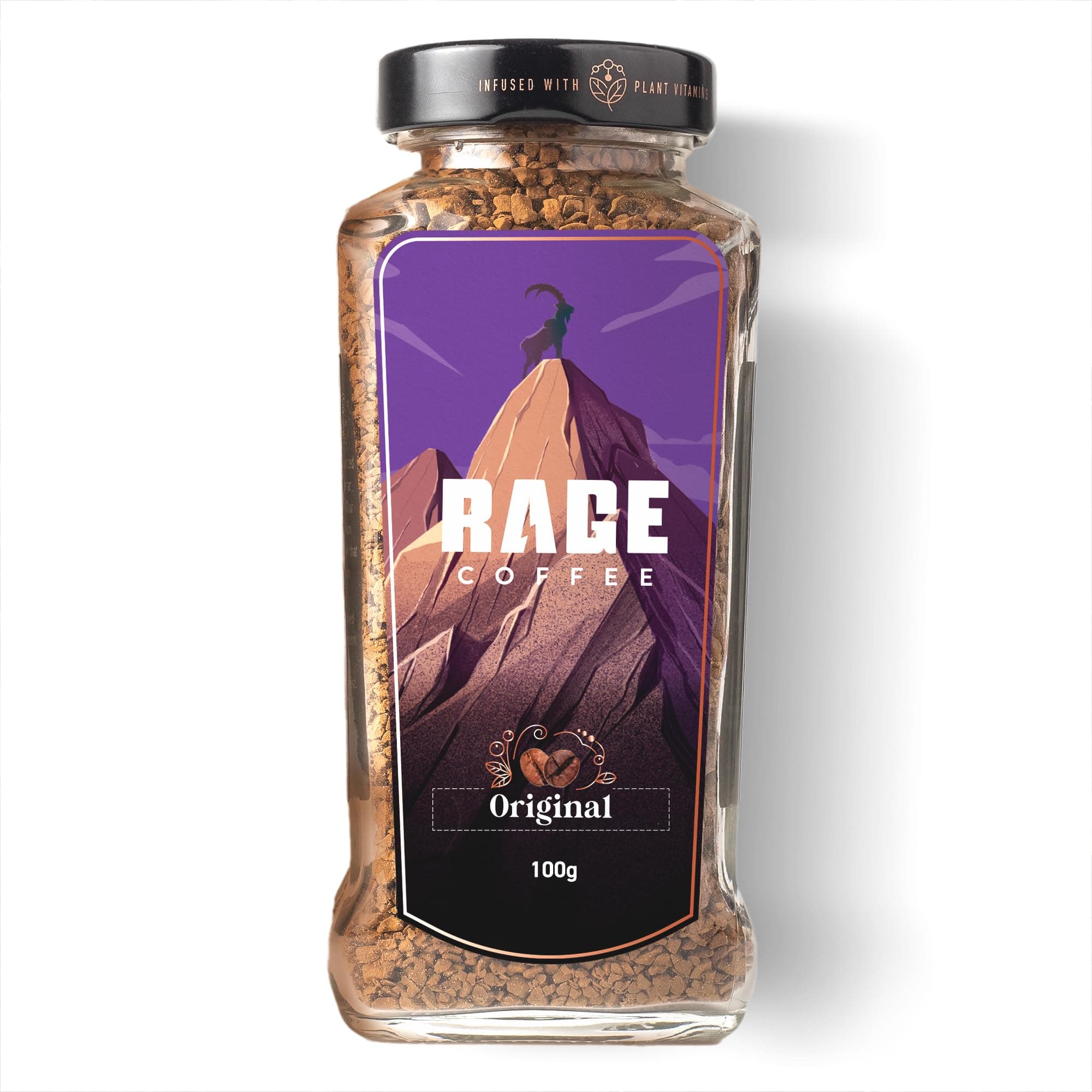 Rage Coffee Original Coffee Blend 100% Pure Arabica Beans | Instant Coffee for Smooth Aroma & taste, Hot and cold coffee) (Original Unique Blend, 100g)