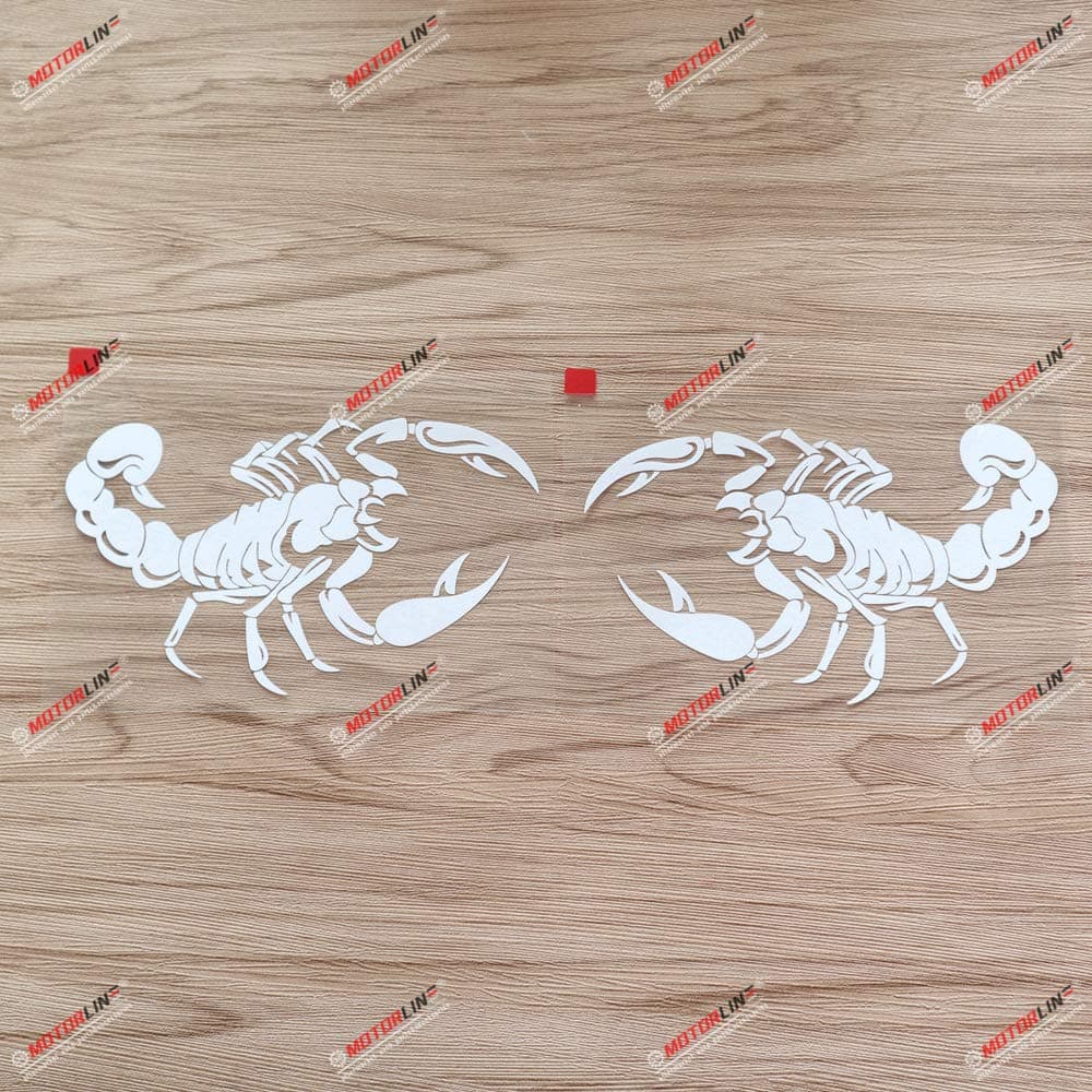 Pair Mirror Images 6'' White Scorpion Decal Bumper Sticker Car Vinyl