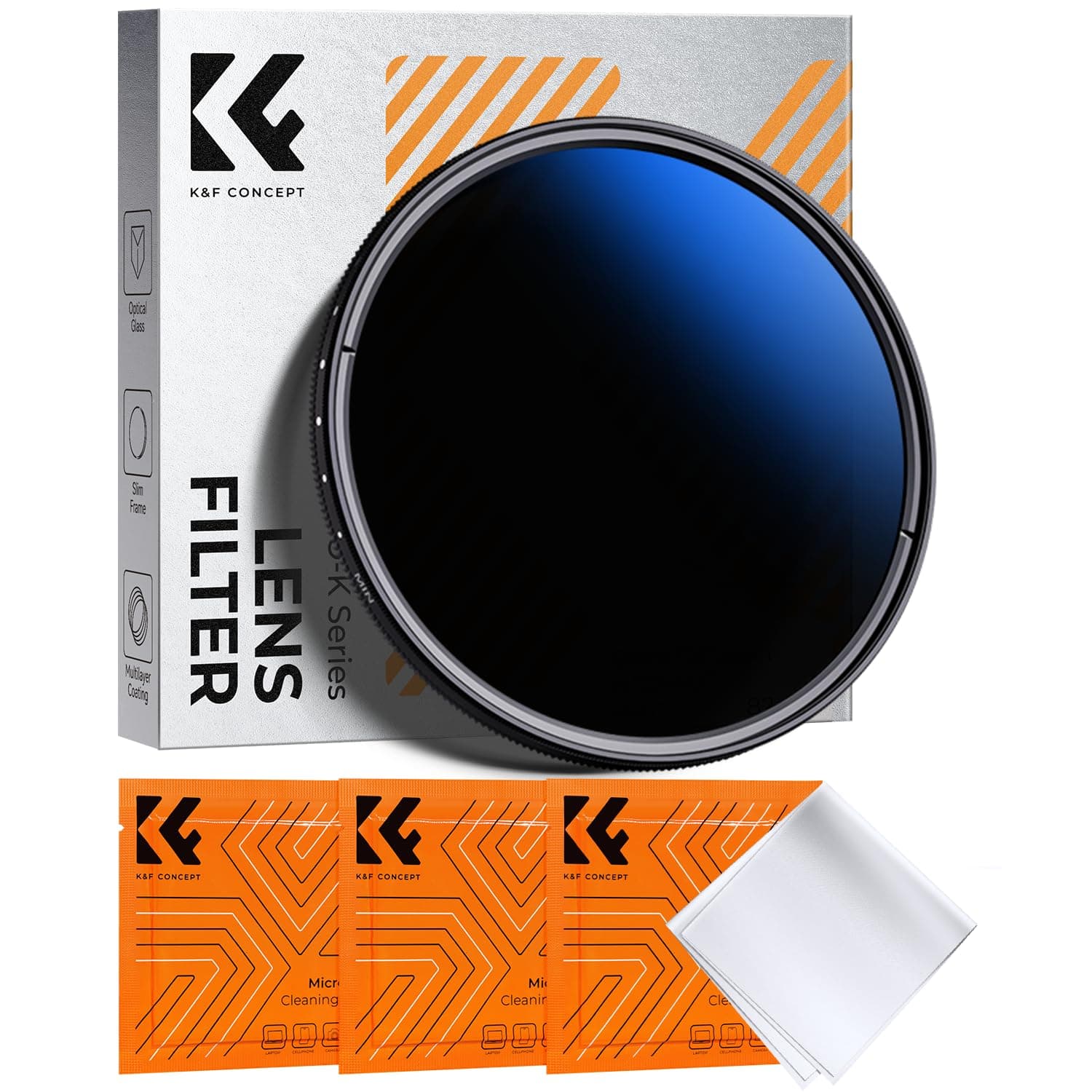 K&F Concept Variable ND Filter 39mm Neutral Density ND2-ND400 with Coating and 3 Cleaning Cloths for DSLR Camera Lens