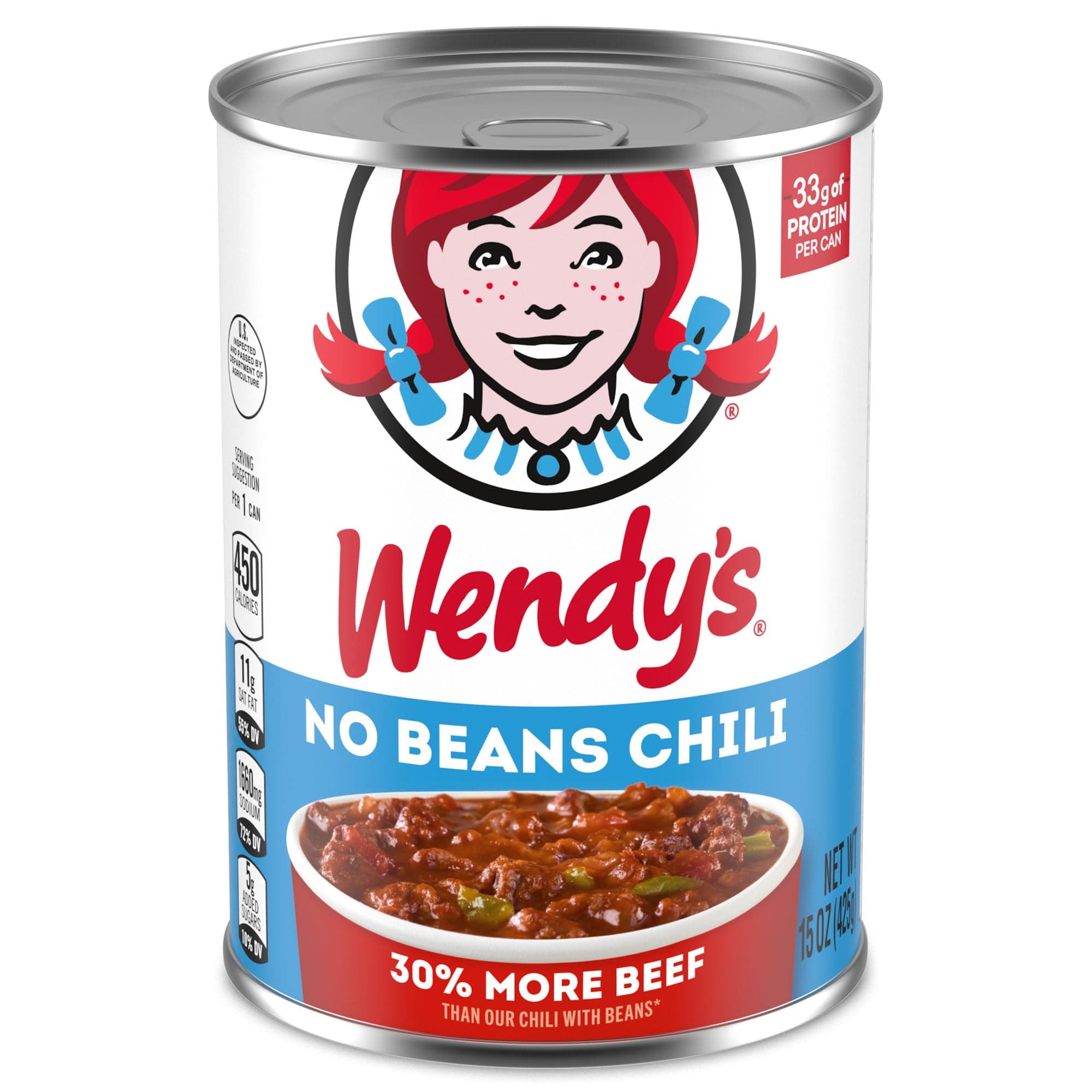 Wendy's Chili No Beans, Canned Chili, 15 oz.