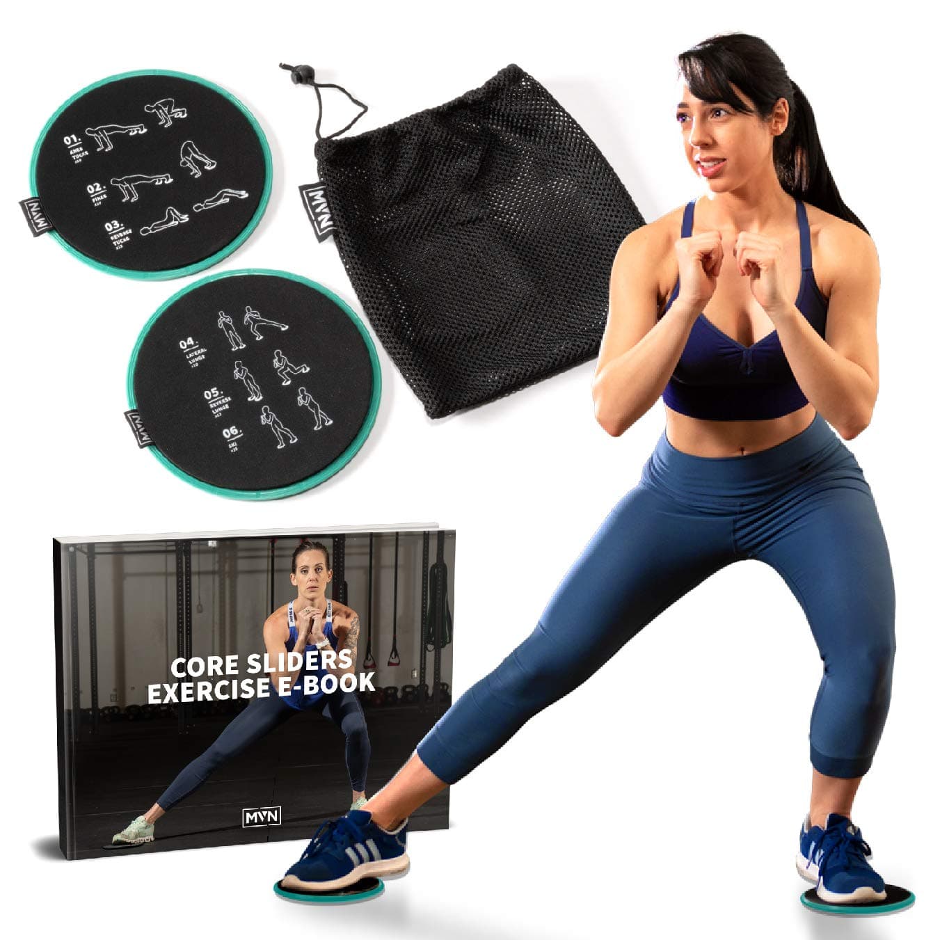 MVN Core Exercise Sliders 2 Pack Dual Sided Core Gliding Discs Ideal for a Variety of Low Impact Exercises to Perform Full Body or Abdominal Workouts