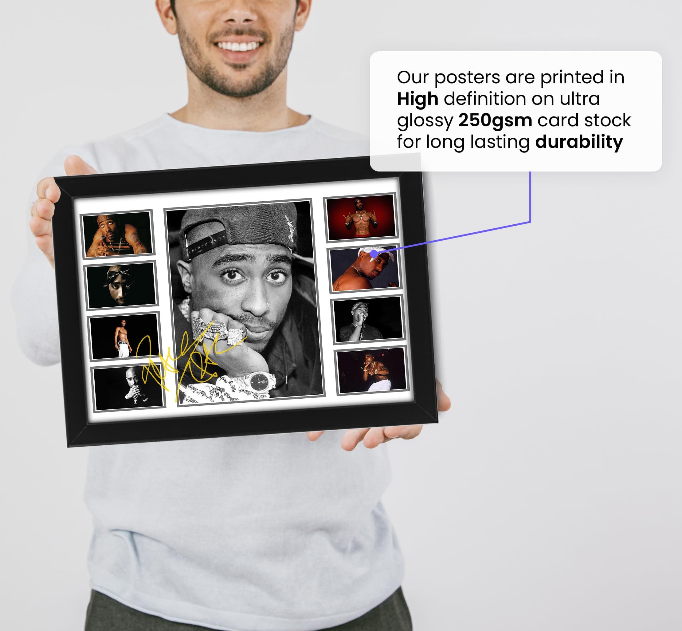 Tupac Shakur Signed Poster Print - Limited Edition Autograph Fan Gift – Collectible Memorabilia Merchandise (Framed A3 (30x40cm))