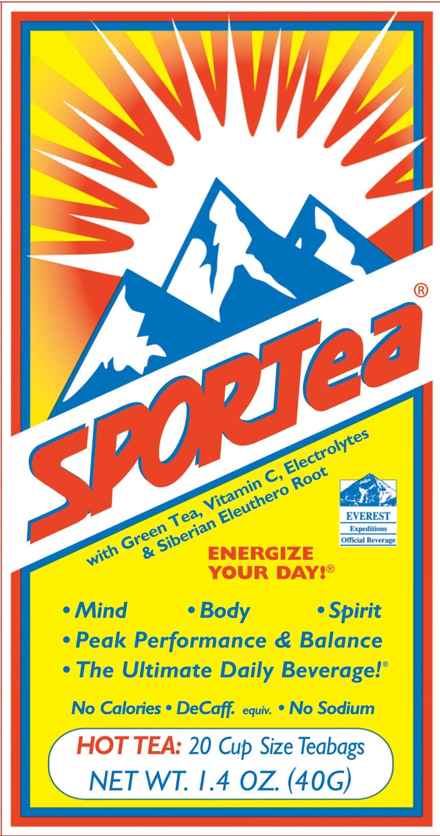 SPORTea Hot: 20 Individual Tea Bags/Box Pack of 8