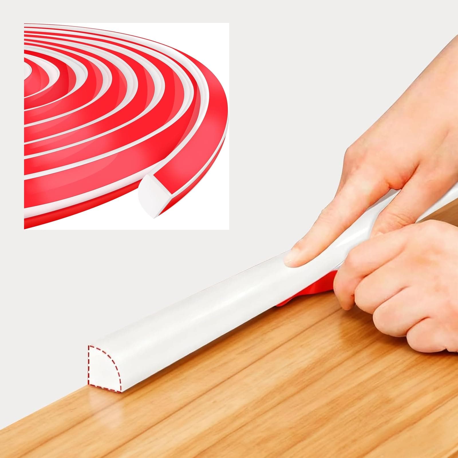 Flexible Quarter Round Molding Trim Self Adhesive, Peel and Stick Rubber Tile Trim Moulding, White, 3 Meters