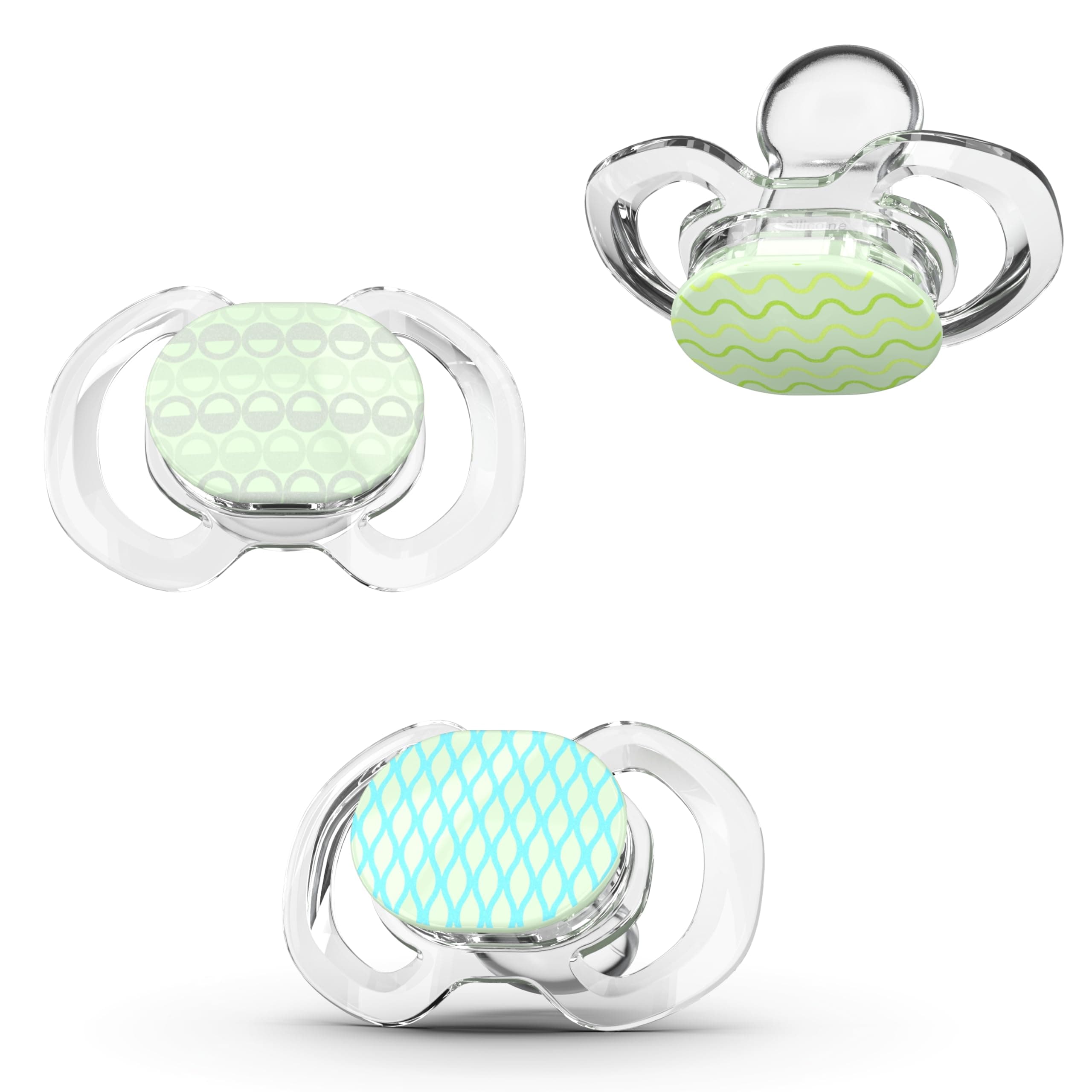 SmiloBaby Pacifier with Orthodontic Design for Healthy Dental Development - Stage 3 for Babies 9+ Months - Pack of 3X 100% Silicone Pacifiers BPA Free - Glow-in-The-Dark