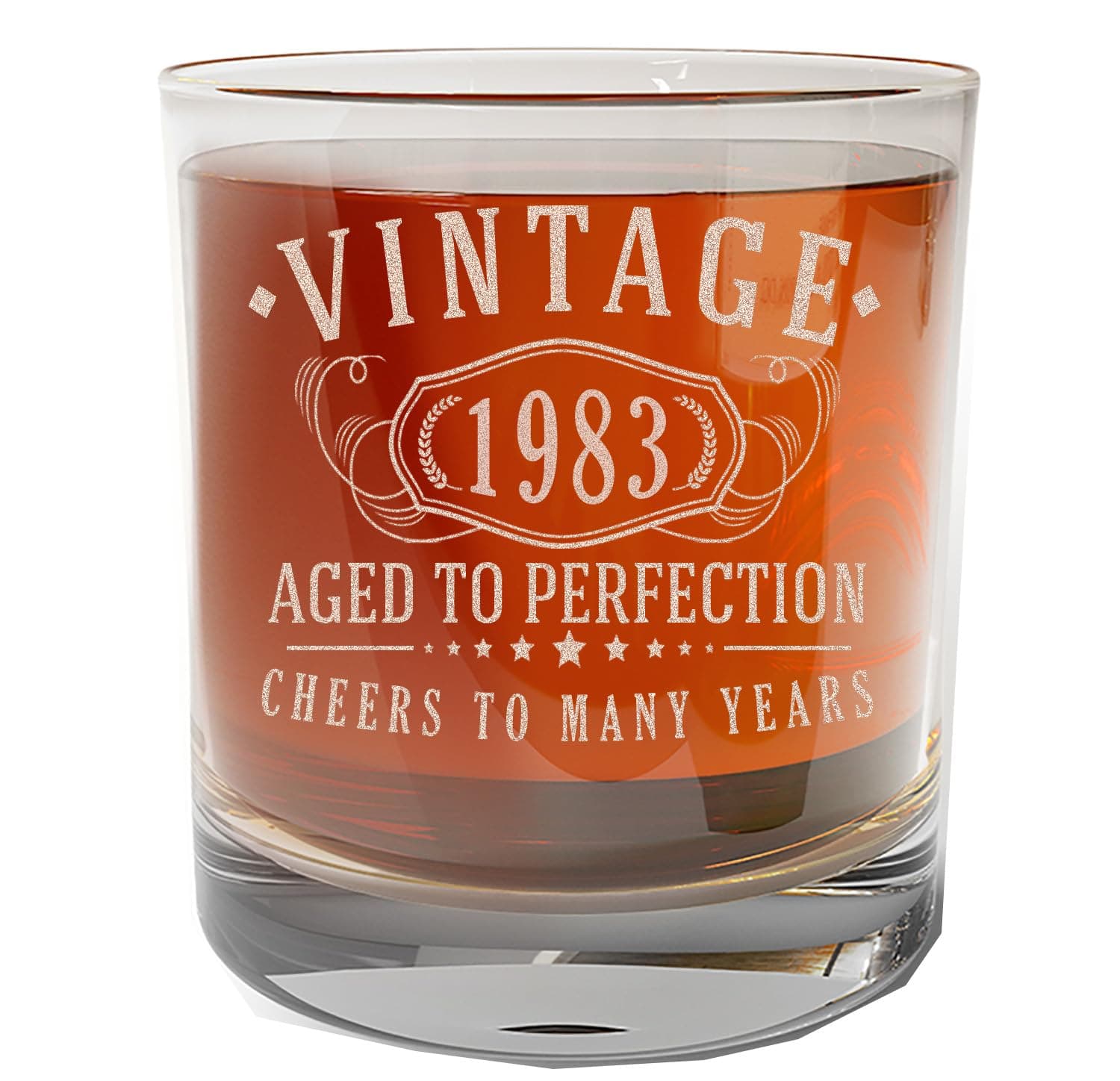 Vintage 1983 Etched 11oz Whiskey Rocks Glass – 40th Birthday Gifts for Men - Cheers to 40 Years old - 40th Birthday Decorations for Men - Scotch Bourbon Him Dad Women Anniversary Retirement
