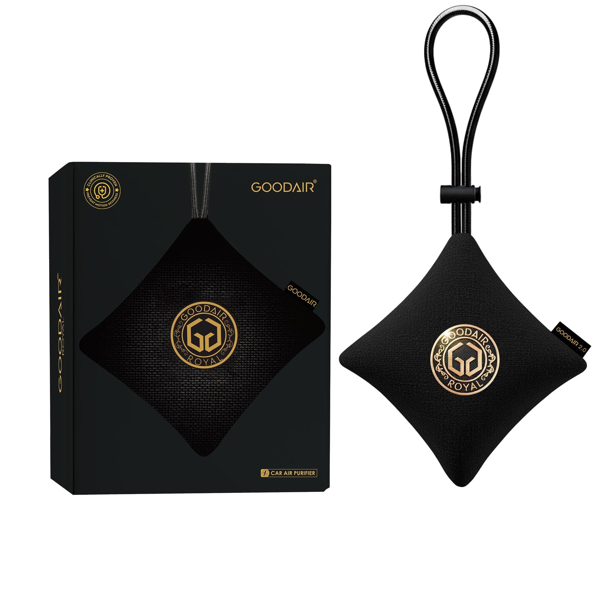 HEPA Car Air Purifier Bag & Pouch | 75g Activated Carbon Filter, Absorb Toxic Gases, 2.0 Premium Certified Air Purifier, Suitable for All Cars, 24/7 Air Purification - Super Black