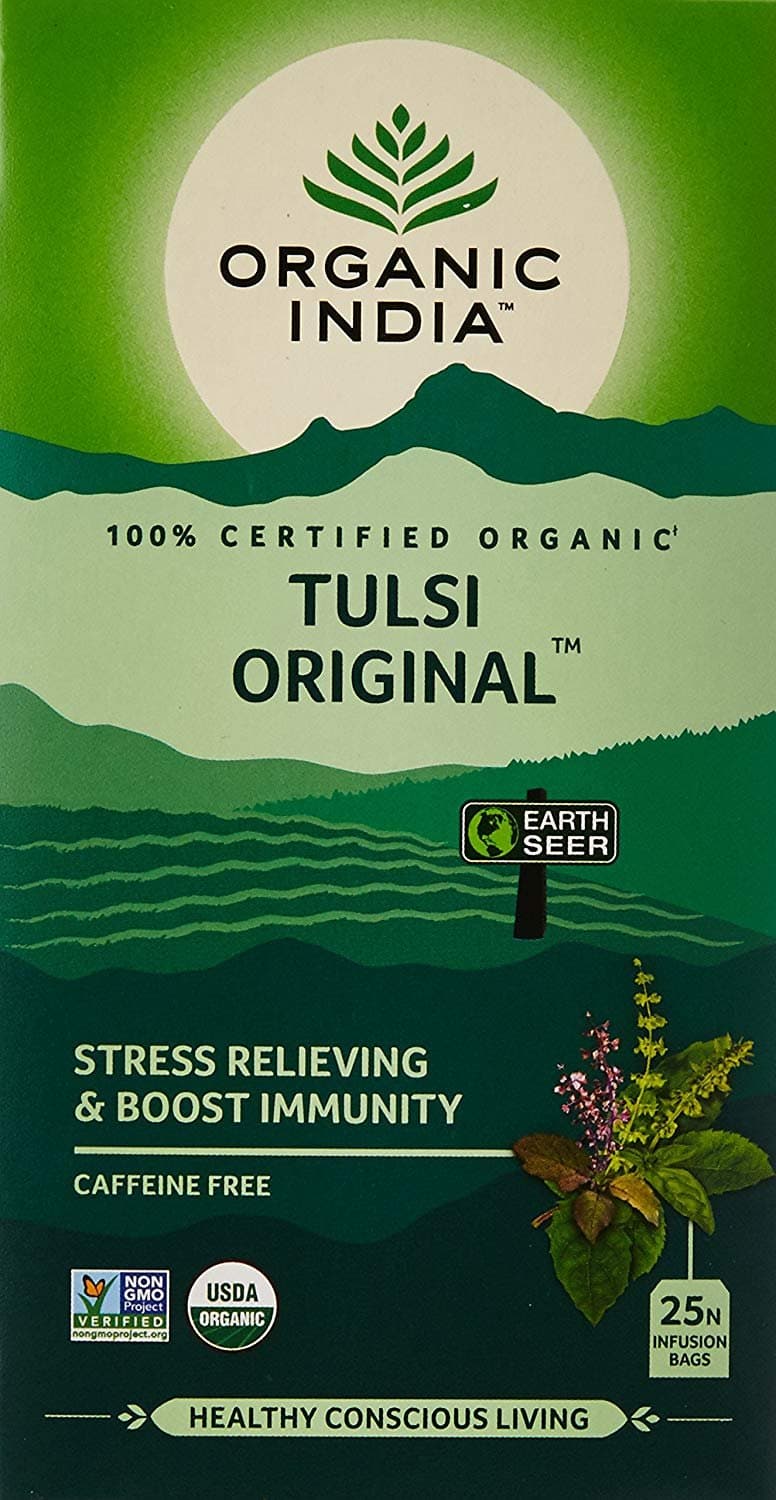 Buosha Organic India Green Tea|Organic India Tulsi Original Tea, 25 Infusion Tea Bags