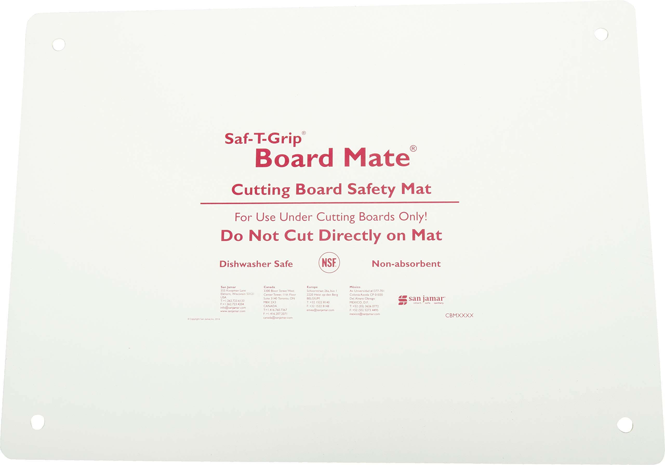 San Jamar CBM1622 Saf-T-Grip Board-Mate Nonslip Cutting Board Mat, 22" Width x 16" Height, Multicolor