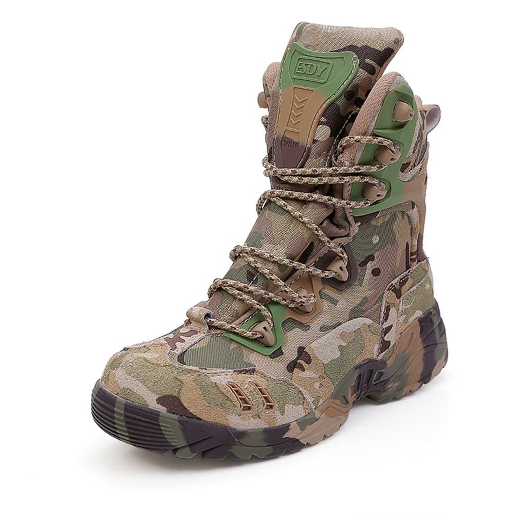 emansmoer Men's High-top Suede Camo Army Tactical Combat Boots Waterproof Breathable Outdoor Trekking Hiking Boots Shoes