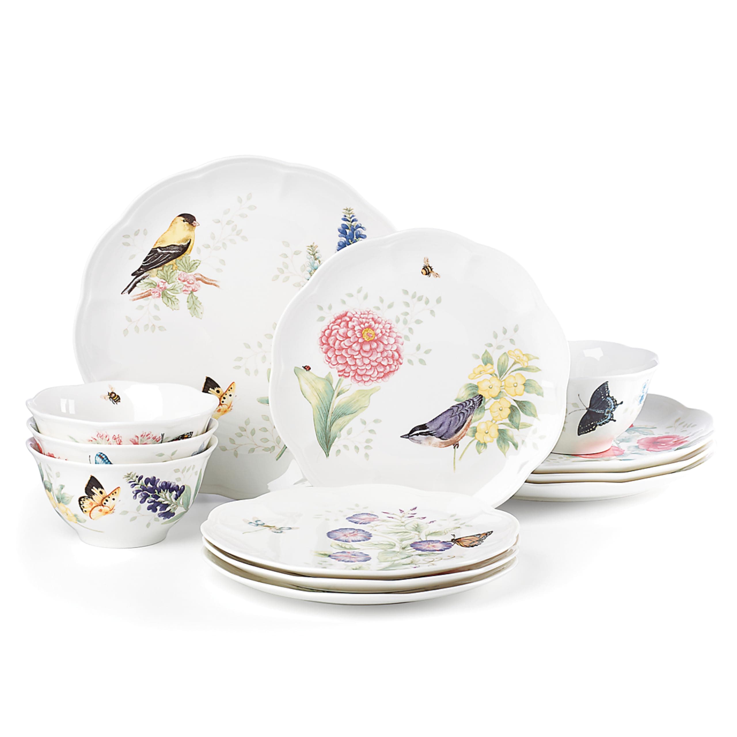 883319 Butterfly Meadow Flutter 12Pc Dinnerware Set,Multicolor