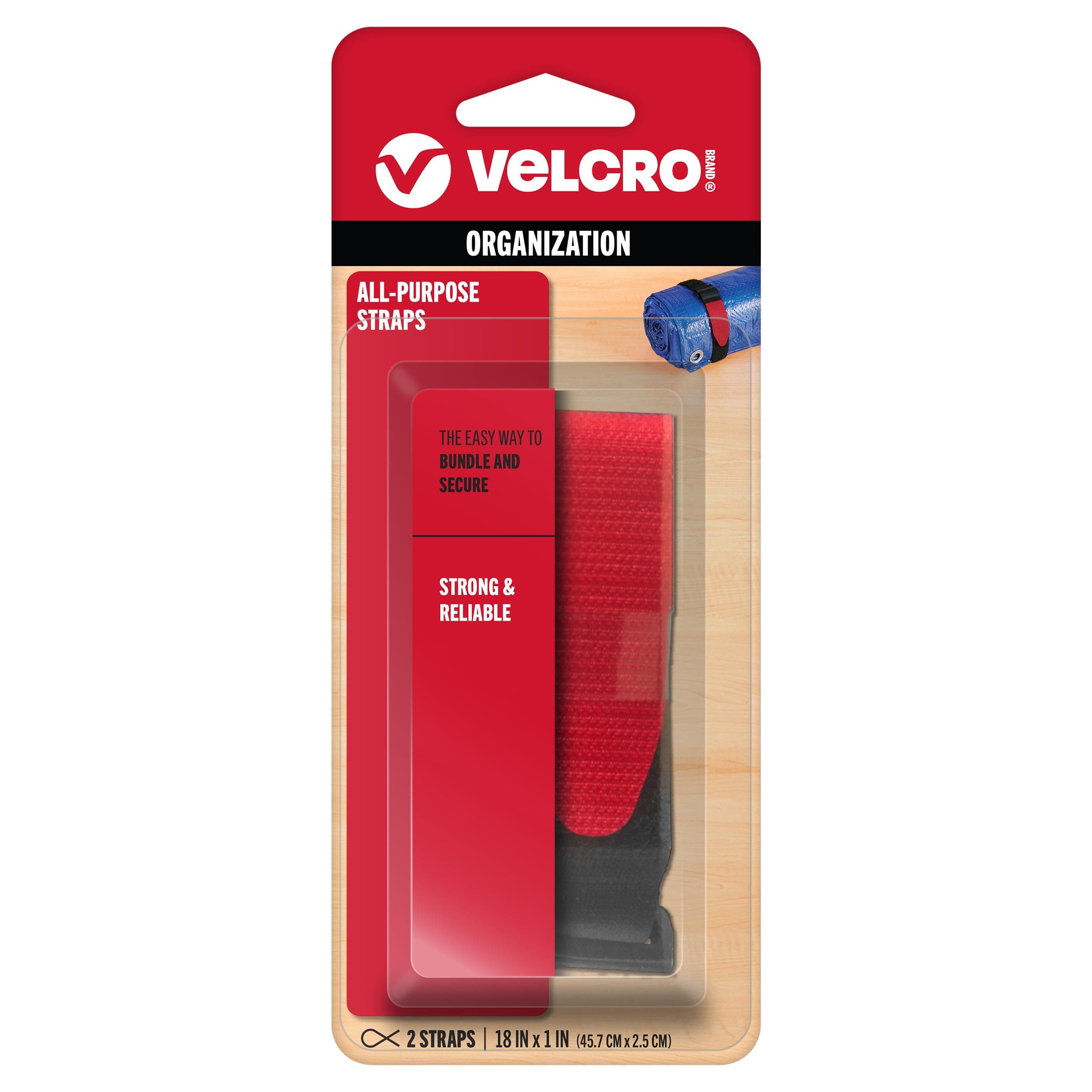 VELCRO Brand 90107 - All Purpose Straps - 18" x 1" All Purpose Strap, 2 Ct. - Black