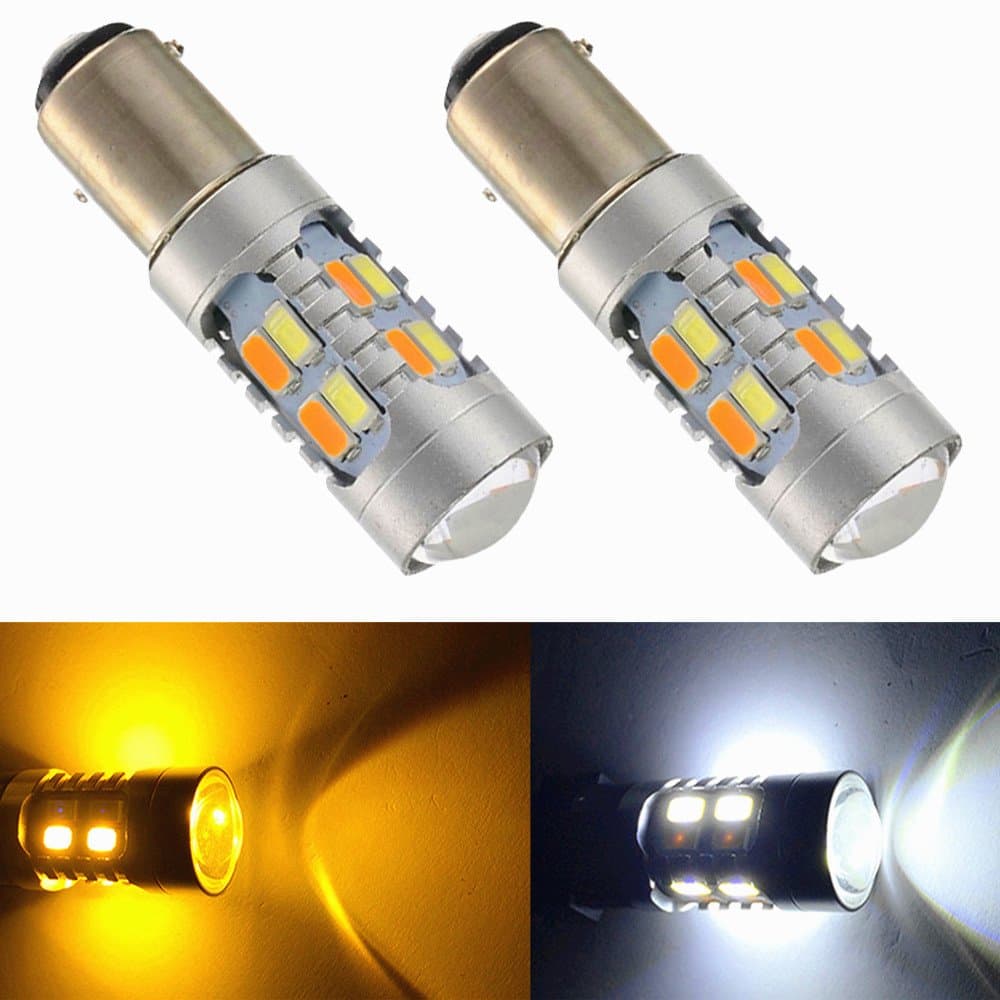 BlyilyB 1157 BAY15D High Power 5630 LED Dual Color Switchback Super Bright Turn Signal Parking LED Bulbs 1157A 2357A 7528 (Pack of 2)