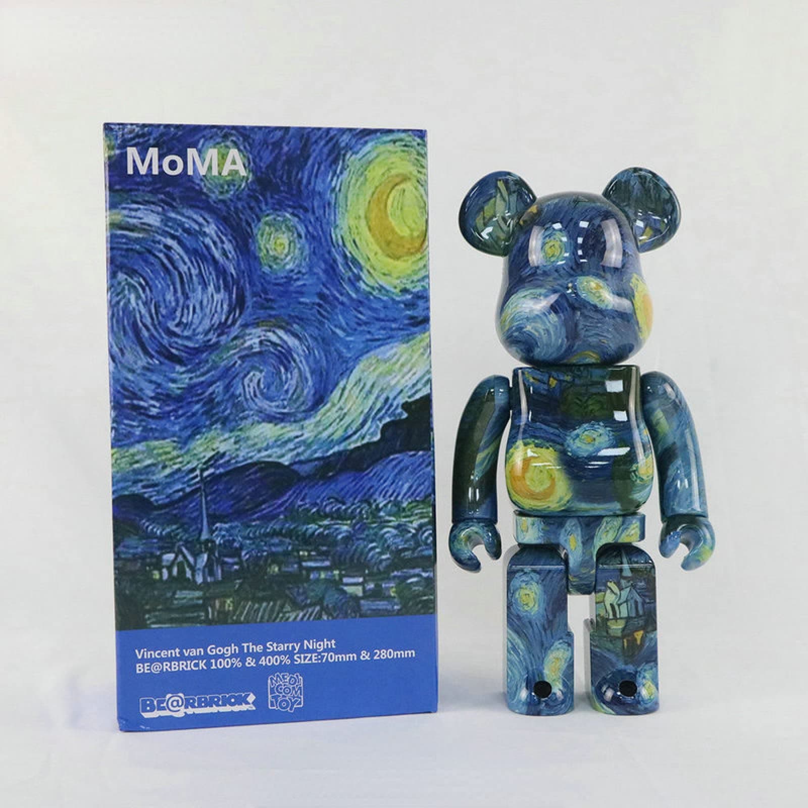 IPKIKI Fashion Bearbrick, 400% Van Gogh Starry Sky Violent Bear Building Blocks, Handmade Collectible Toy Gift Fashion Sculpture