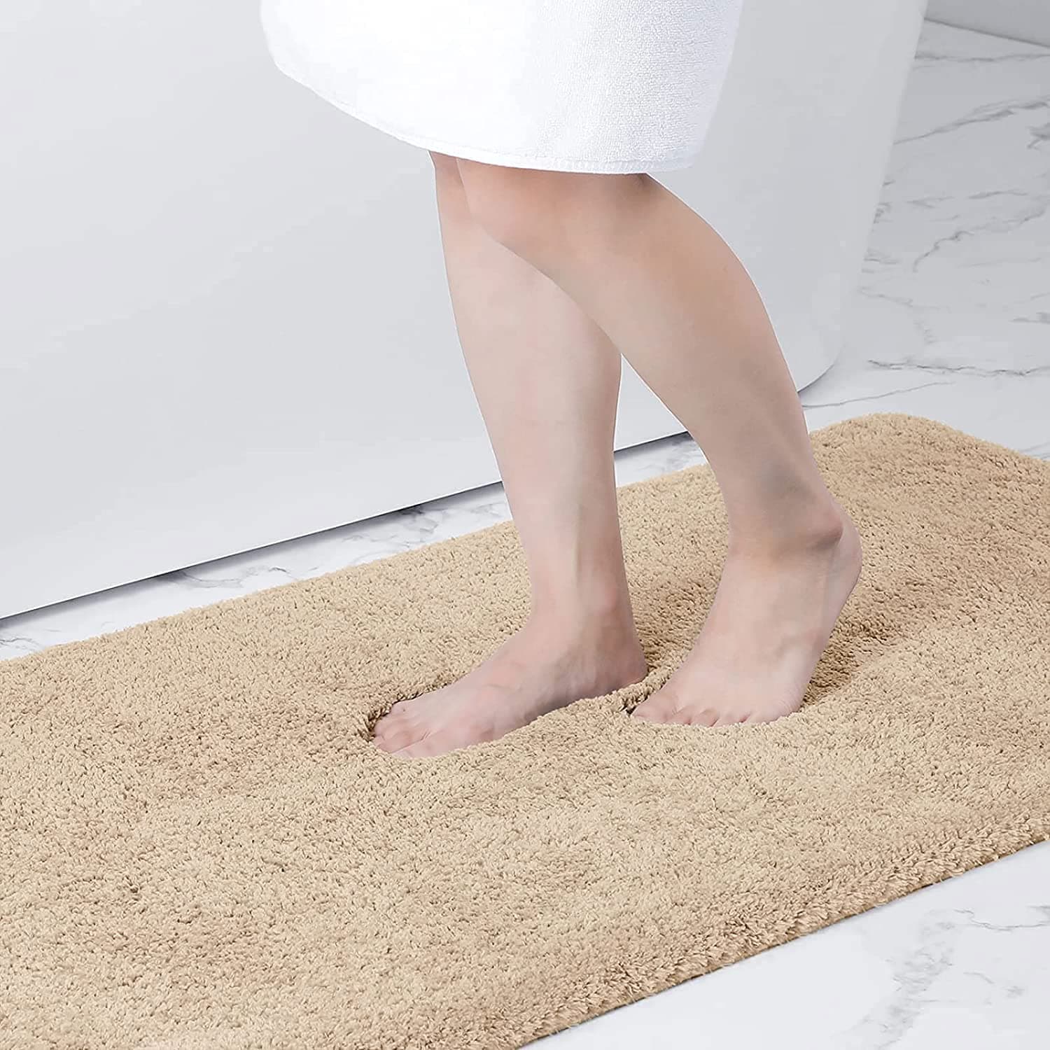 Buganda Microfiber Bathroom Rugs Runner (59 x 24, Beige) Shaggy Soft and Absorbent, Non Slip, Thick Plush, Machine Washable Bath Mat and Bath Rugs for Bathroom