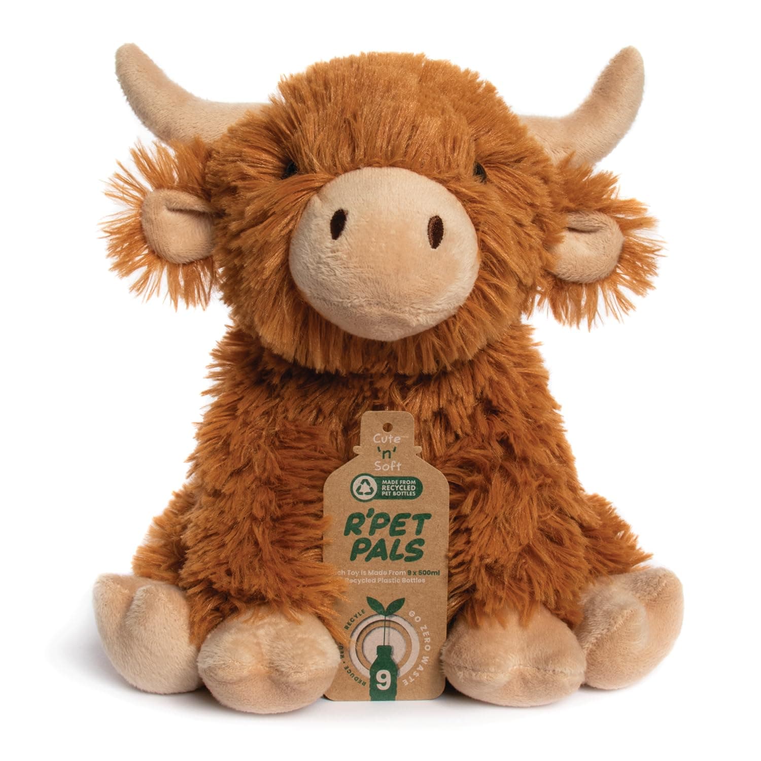 L & P Home & Gifts Lesser & Pavey Rpet Pals Hughie Sitting Cow Teddy For Kids | Made Up of Recycled Bottles | Stuffed Animal Soft Toys | Ideal For Birthday or Baby Gift