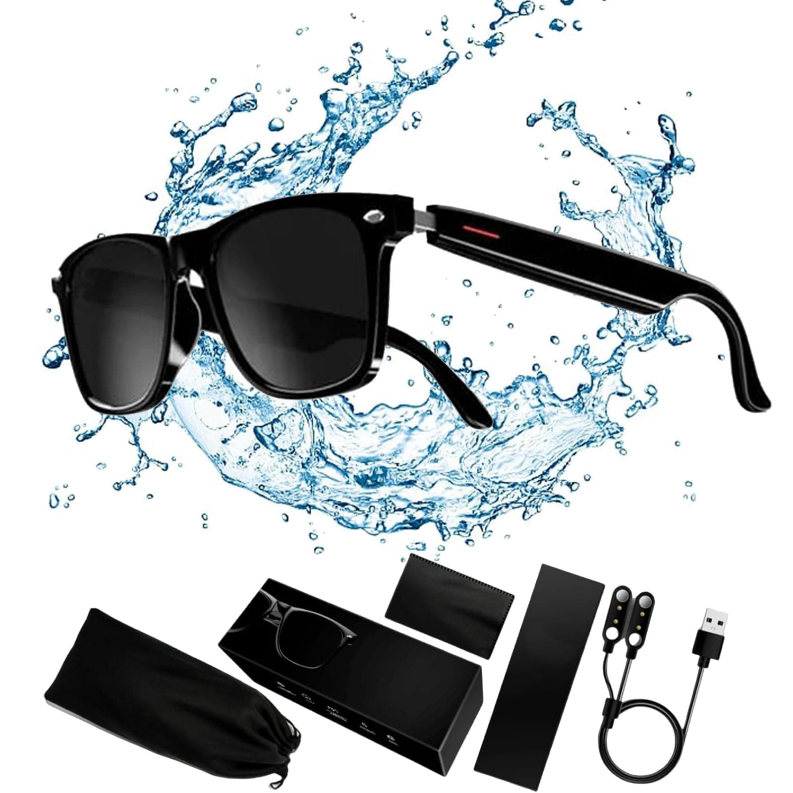 Smart Glasses - Listenable Songs, Wireless Headphone Sunglasses, Bluetooth E13 Smart Glasses for Men and Women (Full-Rimmed Sun Lenses)