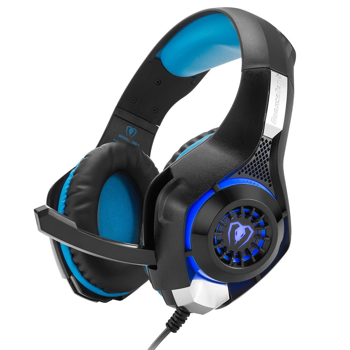 Gaming Headset, Headphone with Mic for Playstation 4 PS4 New Xbox One PC iOS iPad Phone Noise Cancelling Free Y Adapter Cable Black Blue