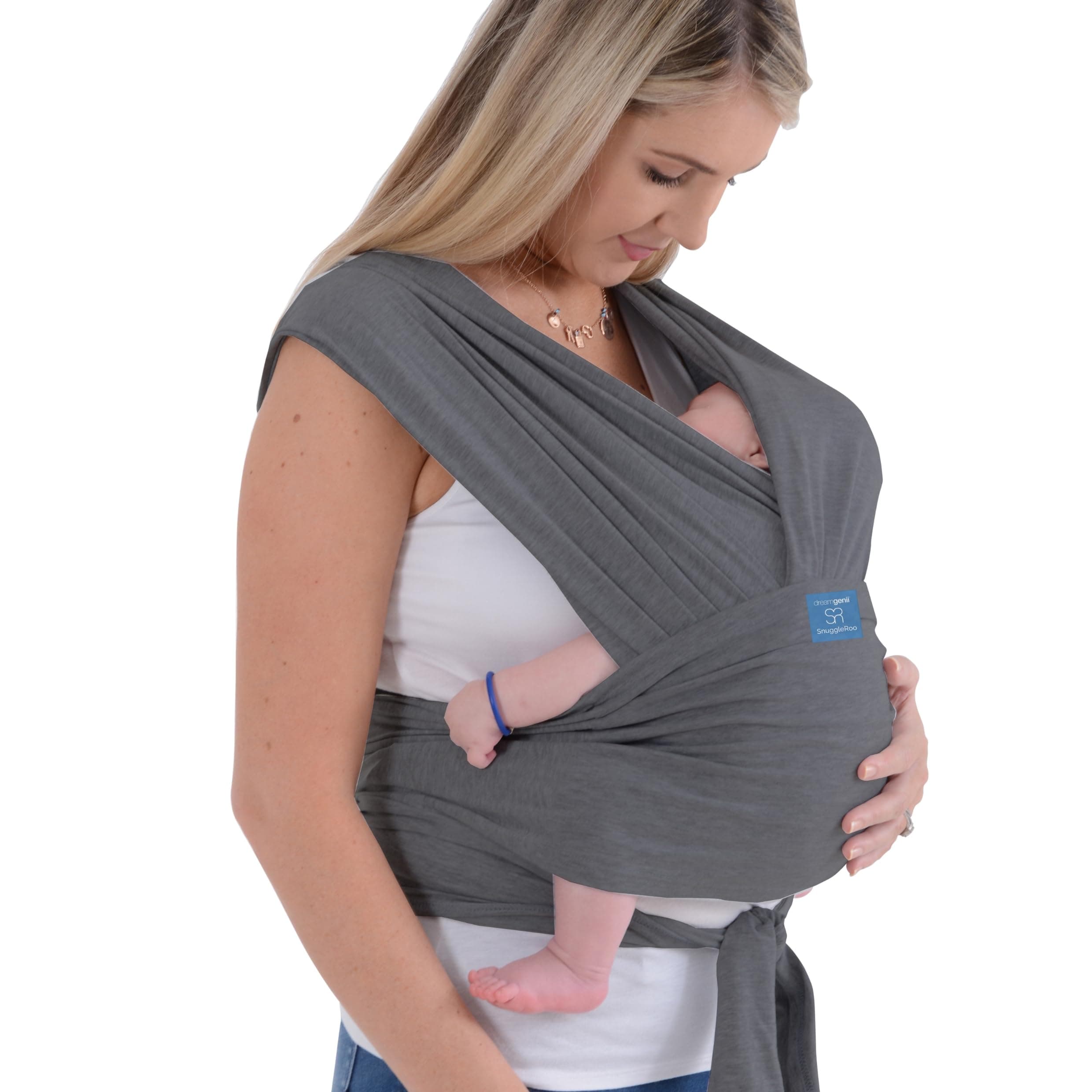 DreamGeniiSnuggleRoo Hybrid Baby Carrier and Wrap, With Handy travel Bag, Suitable From Birth To Toddler - Charcoal Grey
