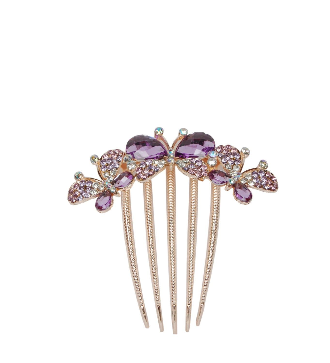 Women's Fashion Purple Butterflies Crystal Hair Clip Beautiful Head Wear